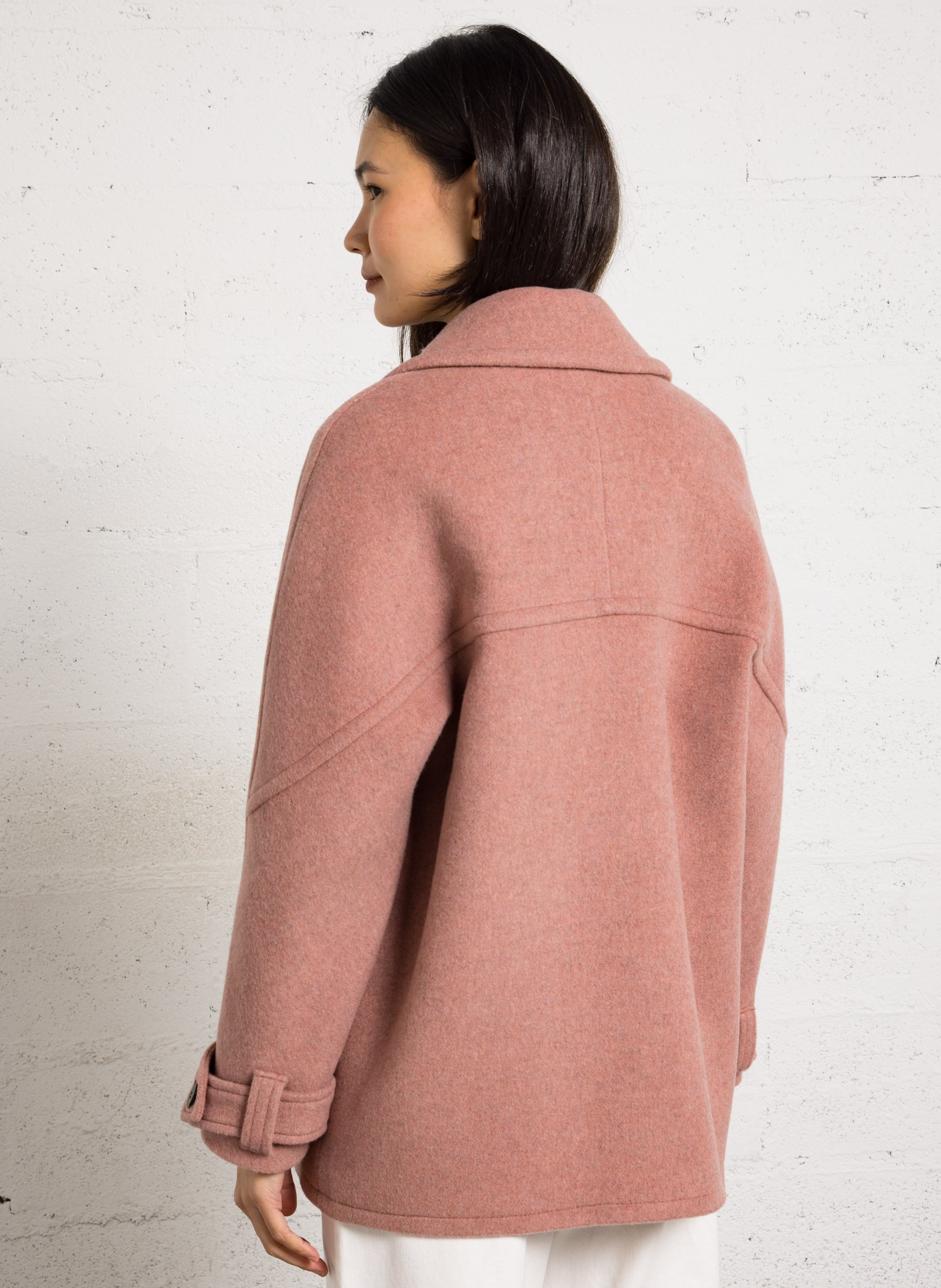 Manteau droit col tailleur en laine mélangée dean MAISON 123 Rose