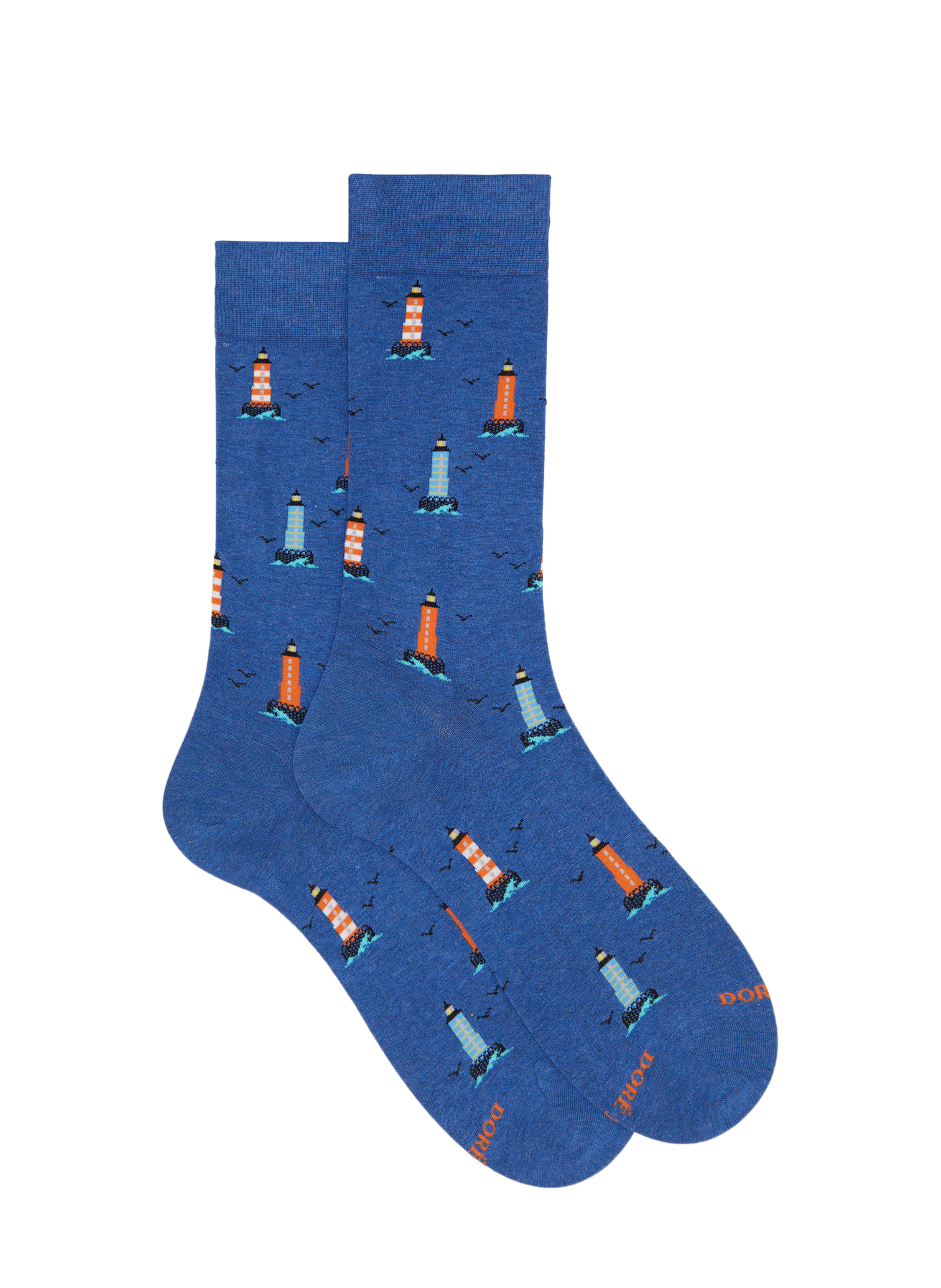 Chaussettes avec motif de phare dans la mer en coton mélangé DORÉ DORÉ Bleu