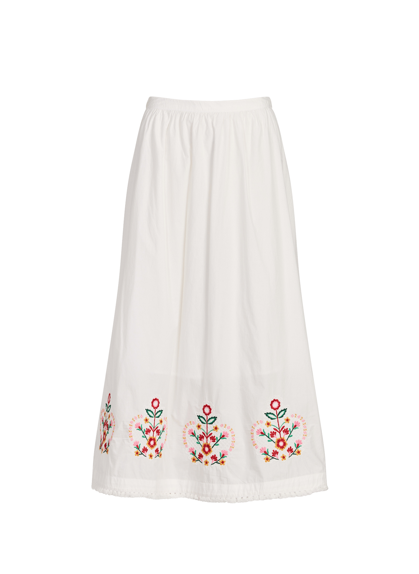 Jupe longue Paola à fleurs en coton  LOUISE MISHA Blanc