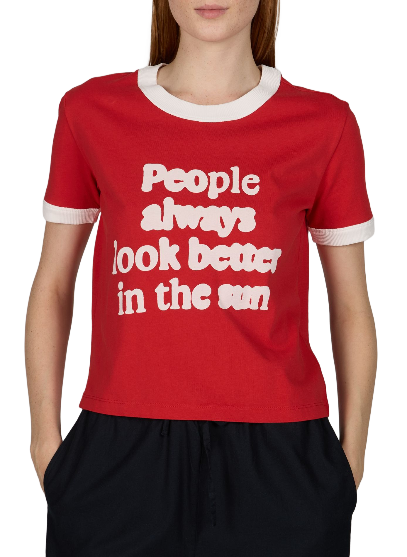 T-shirt imprimé People Zowie R en coton THINKING MU Rouge