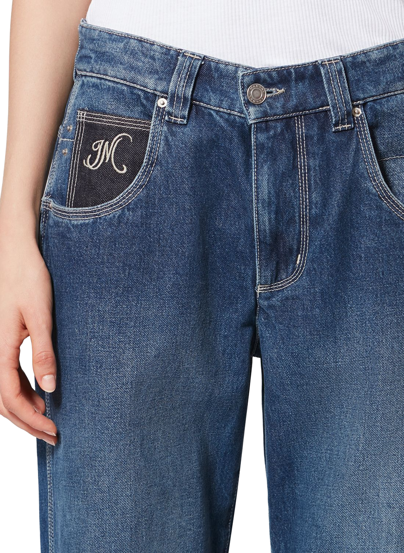 Jeyda cotton denim jeans with stitching ISABEL MARANT Blue