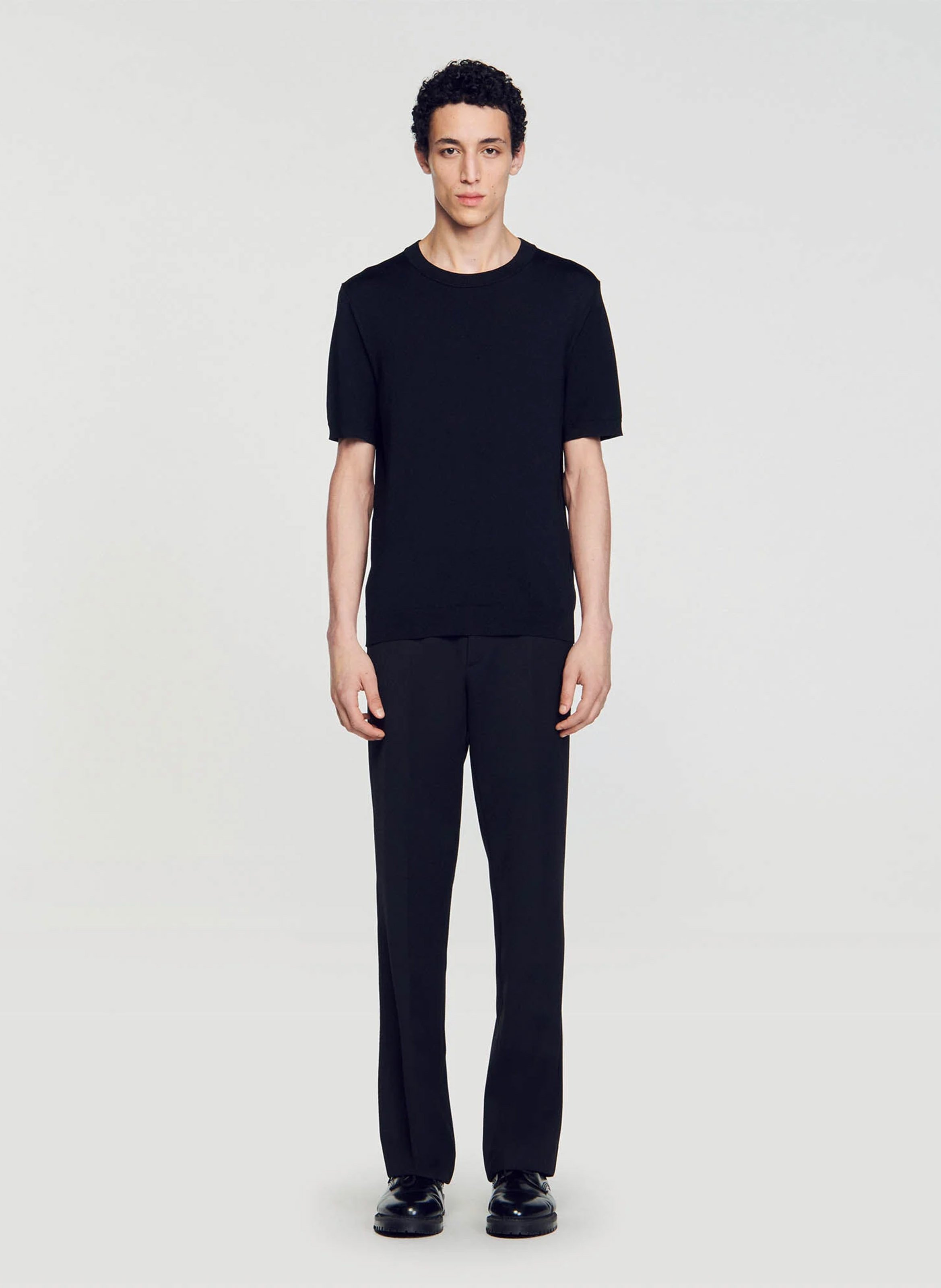Tee-shirt col rond regular fit SANDRO Noir