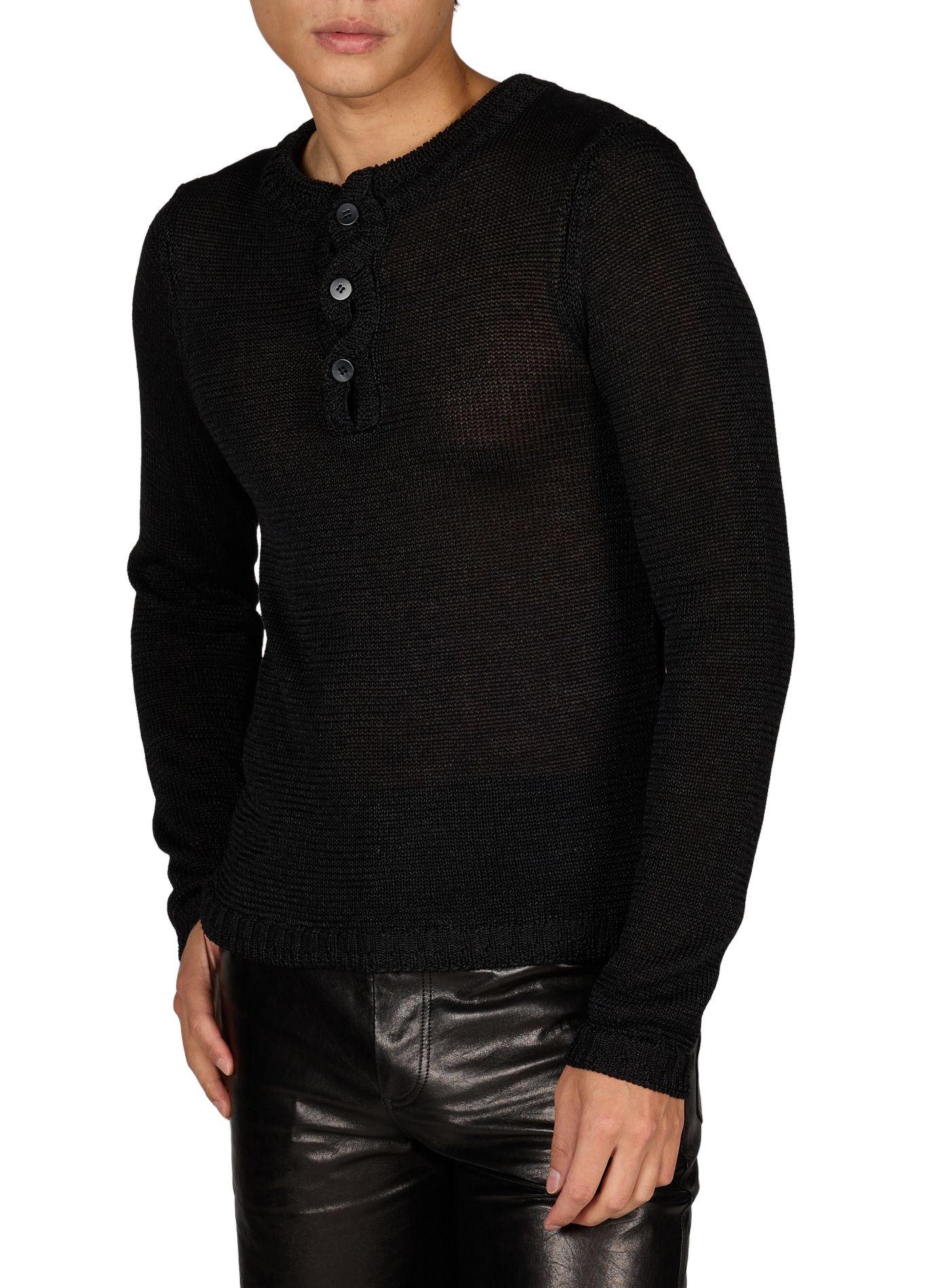 Ribbed sweater with stand-up collar SEAN SUEN Black