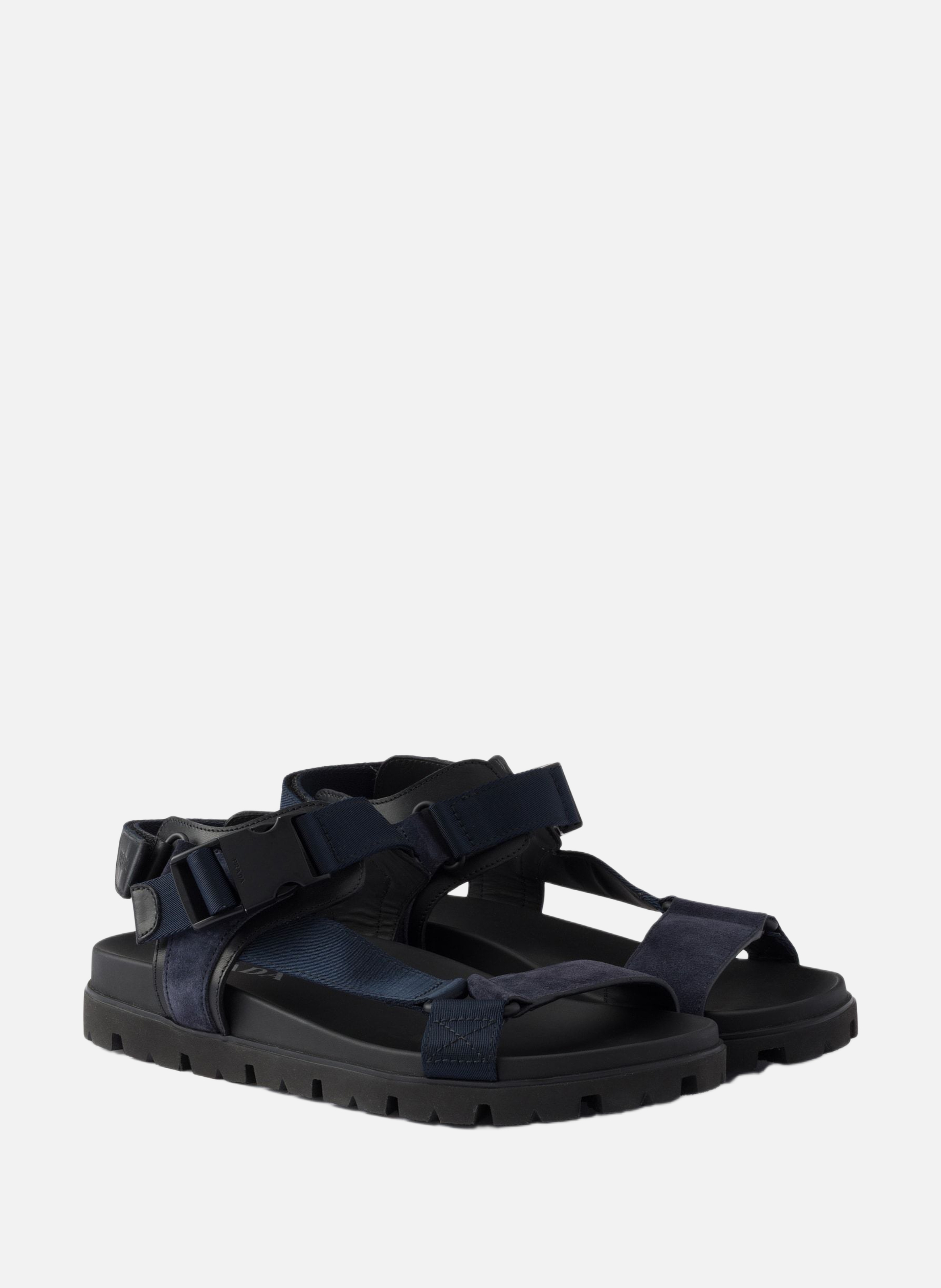 Sandale sportive en veau velours et toile | Bleu PRADA Homme