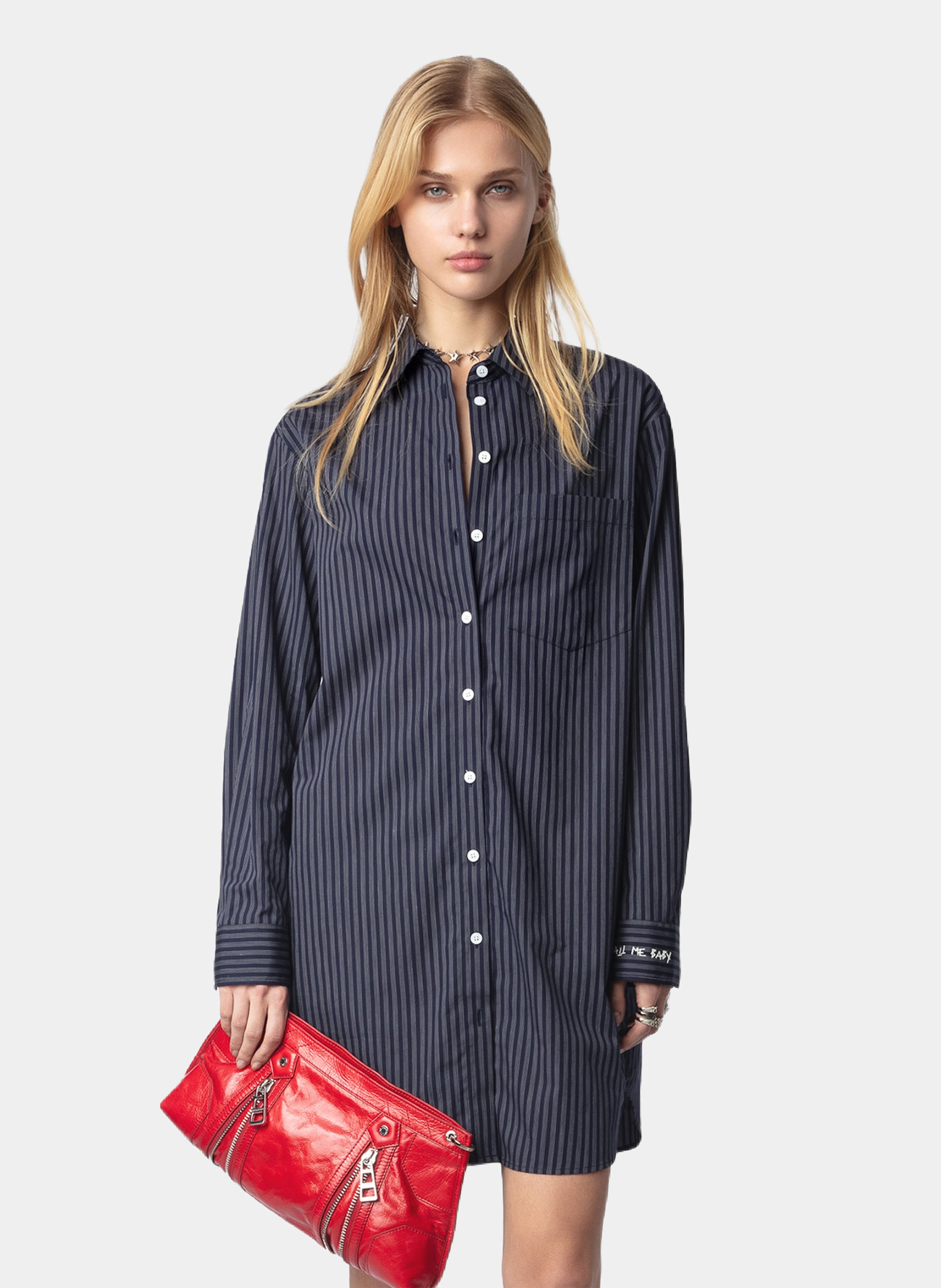 Kurzes gestreiftes Baumwollkleid. ZADIG&VOLTAIRE Blau