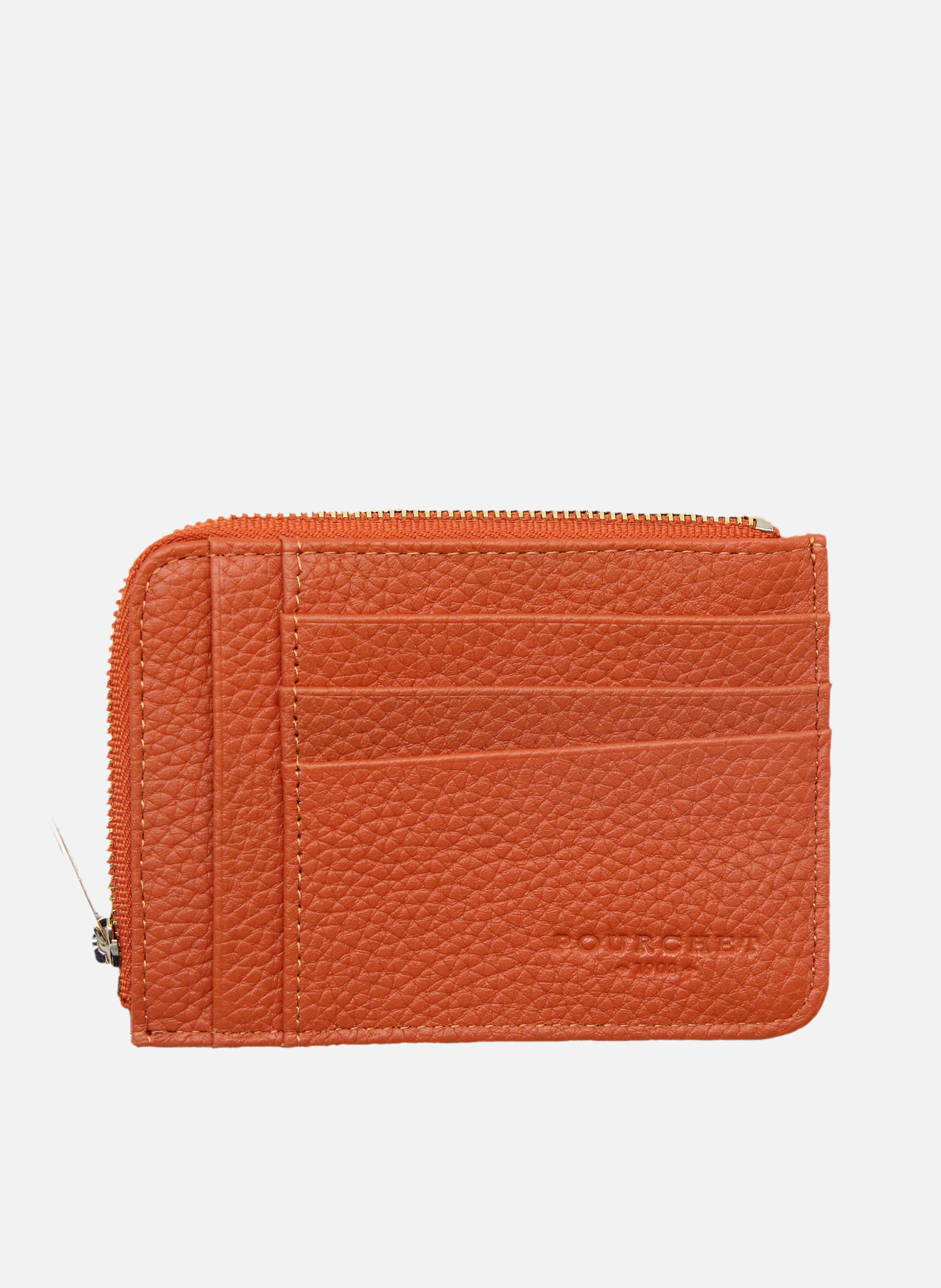 Club | porte-monnaie & porte-cartes en cuir de vachette POURCHET Orange