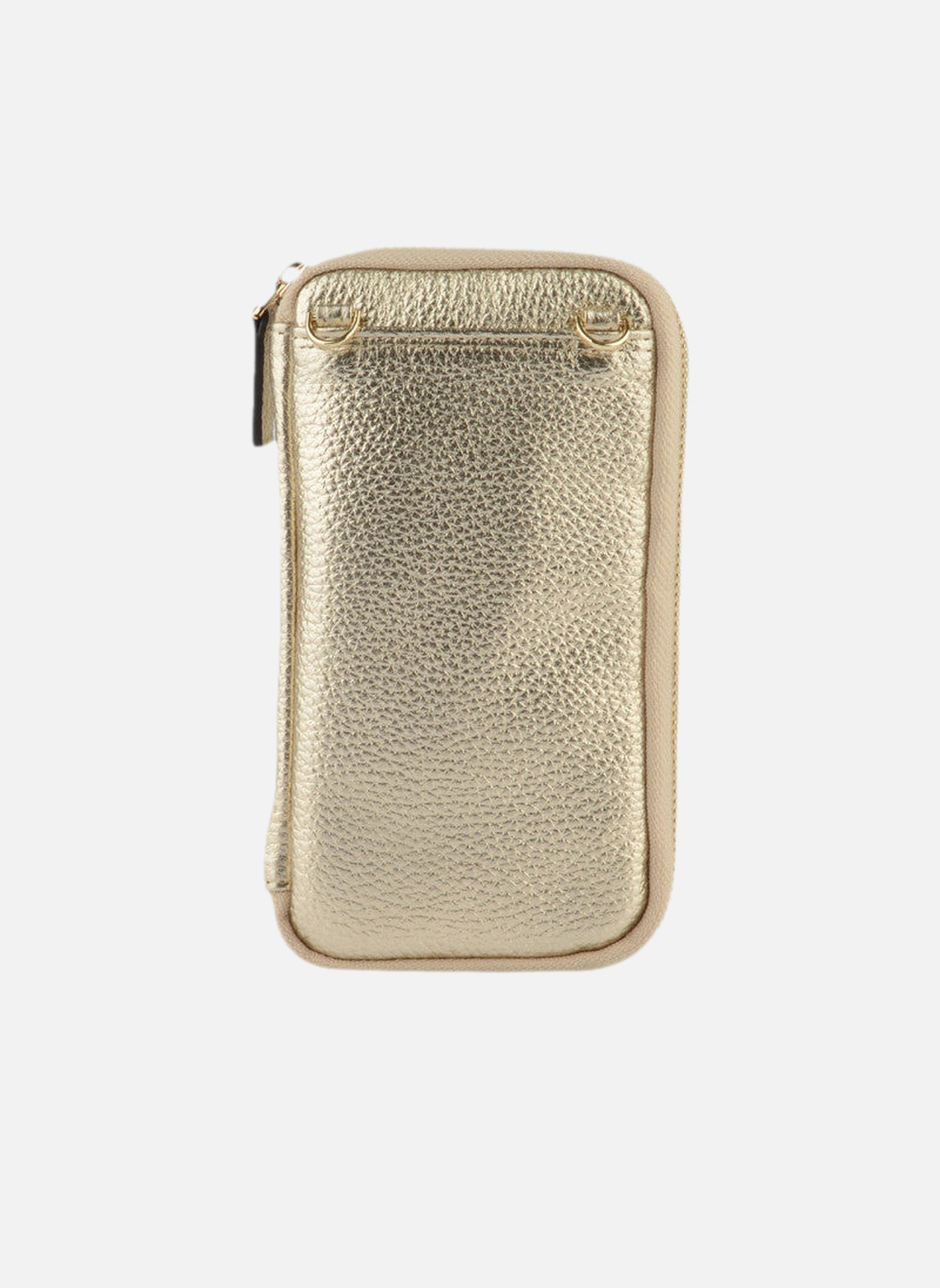 Club | etui téléphone portable en cuir de veau grainé POURCHET Doré