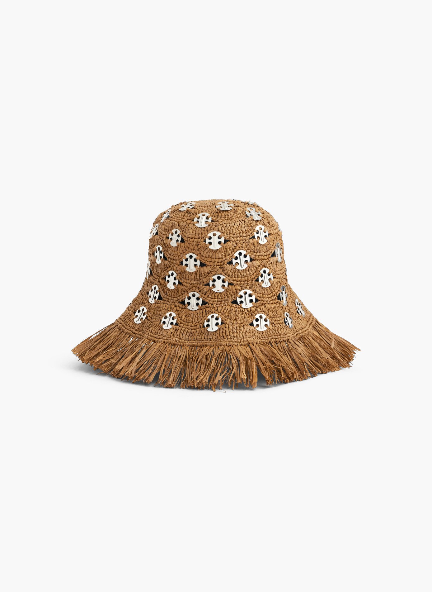 Bob en raphia foncé avec ornements RABANNE Marron