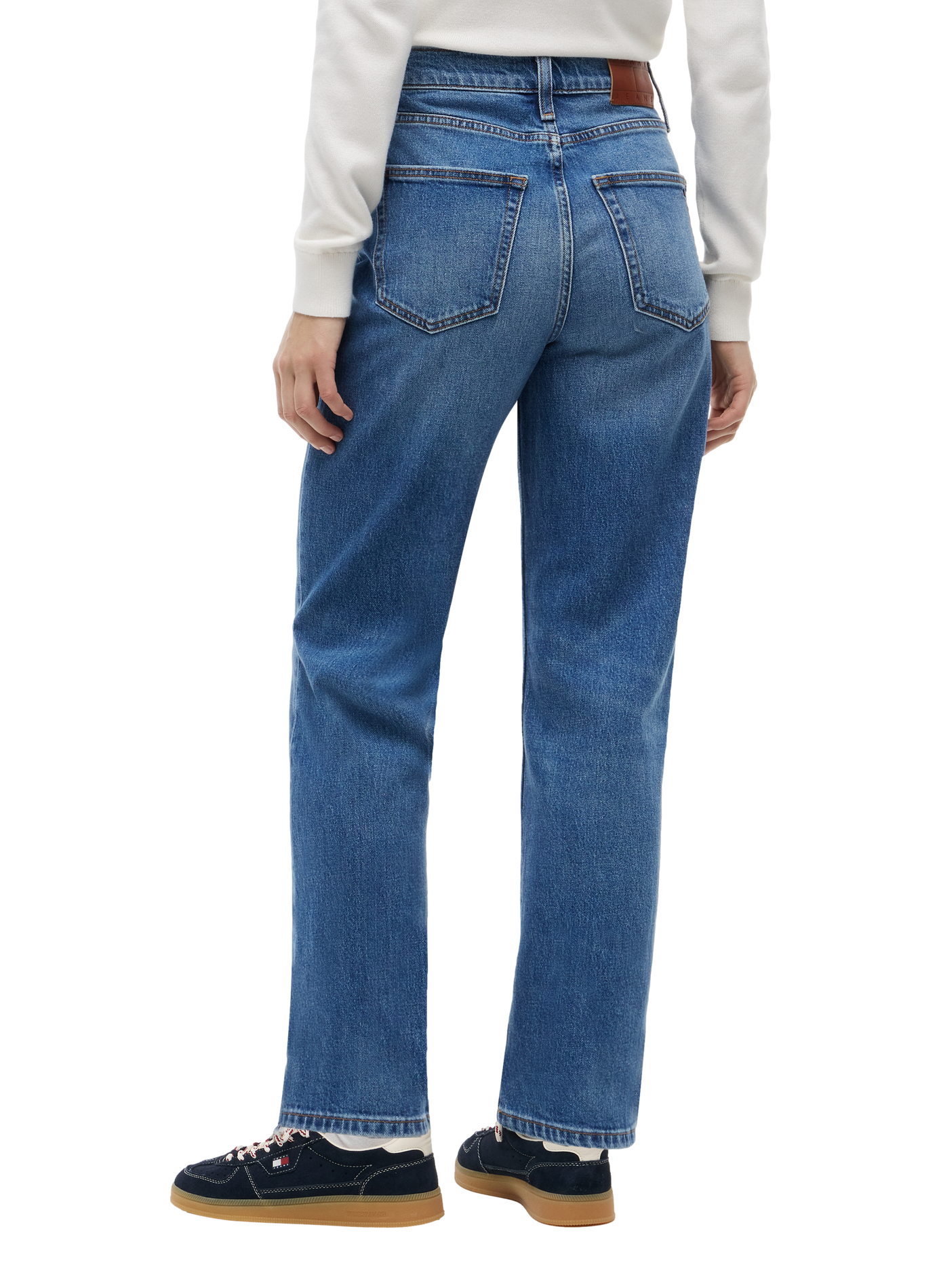 Jean droit en coton délavé TOMMY HILFIGER Bleu