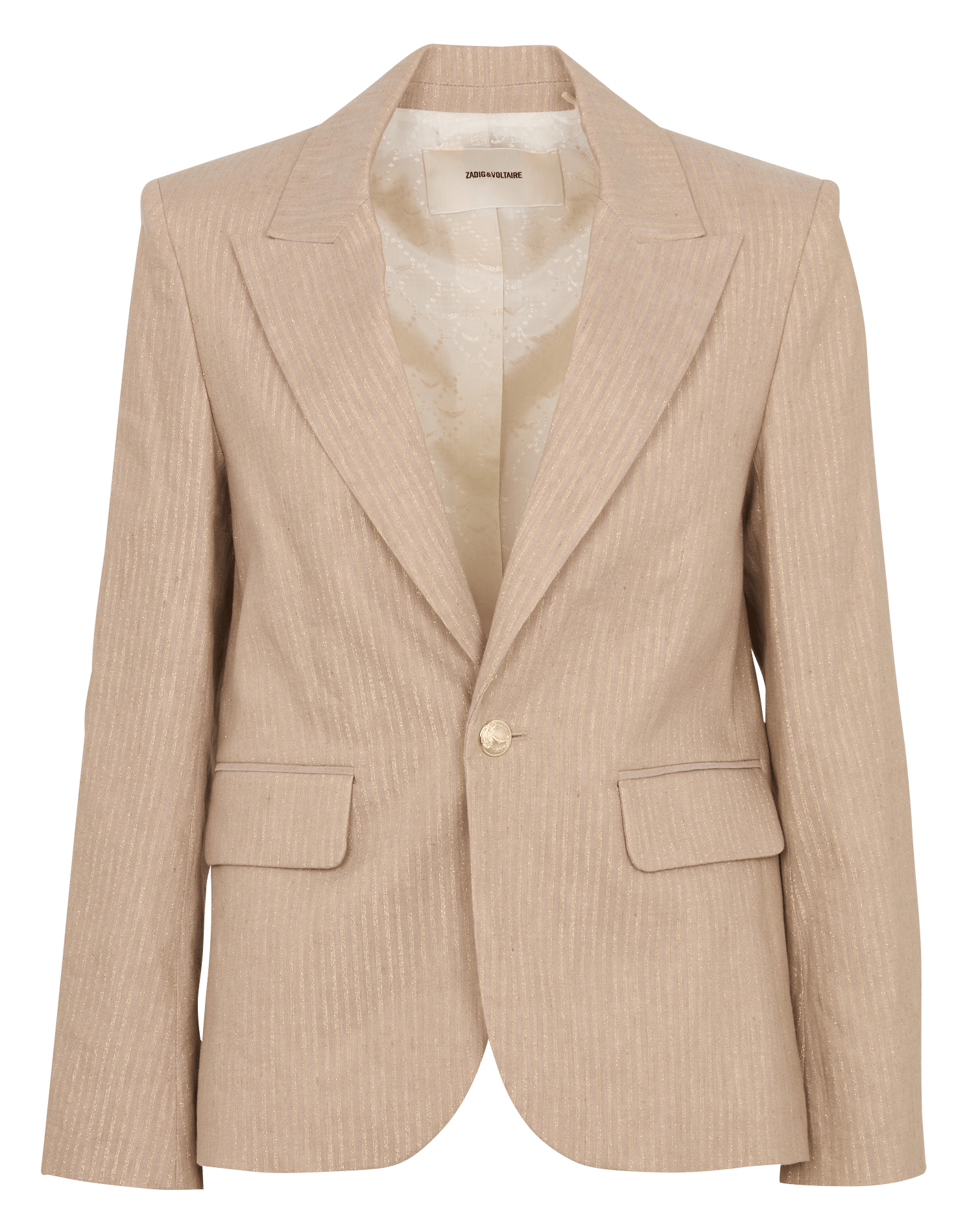 Veste tailleur droite rayée en lin mélangé vavy ZADIG&VOLTAIRE Beige