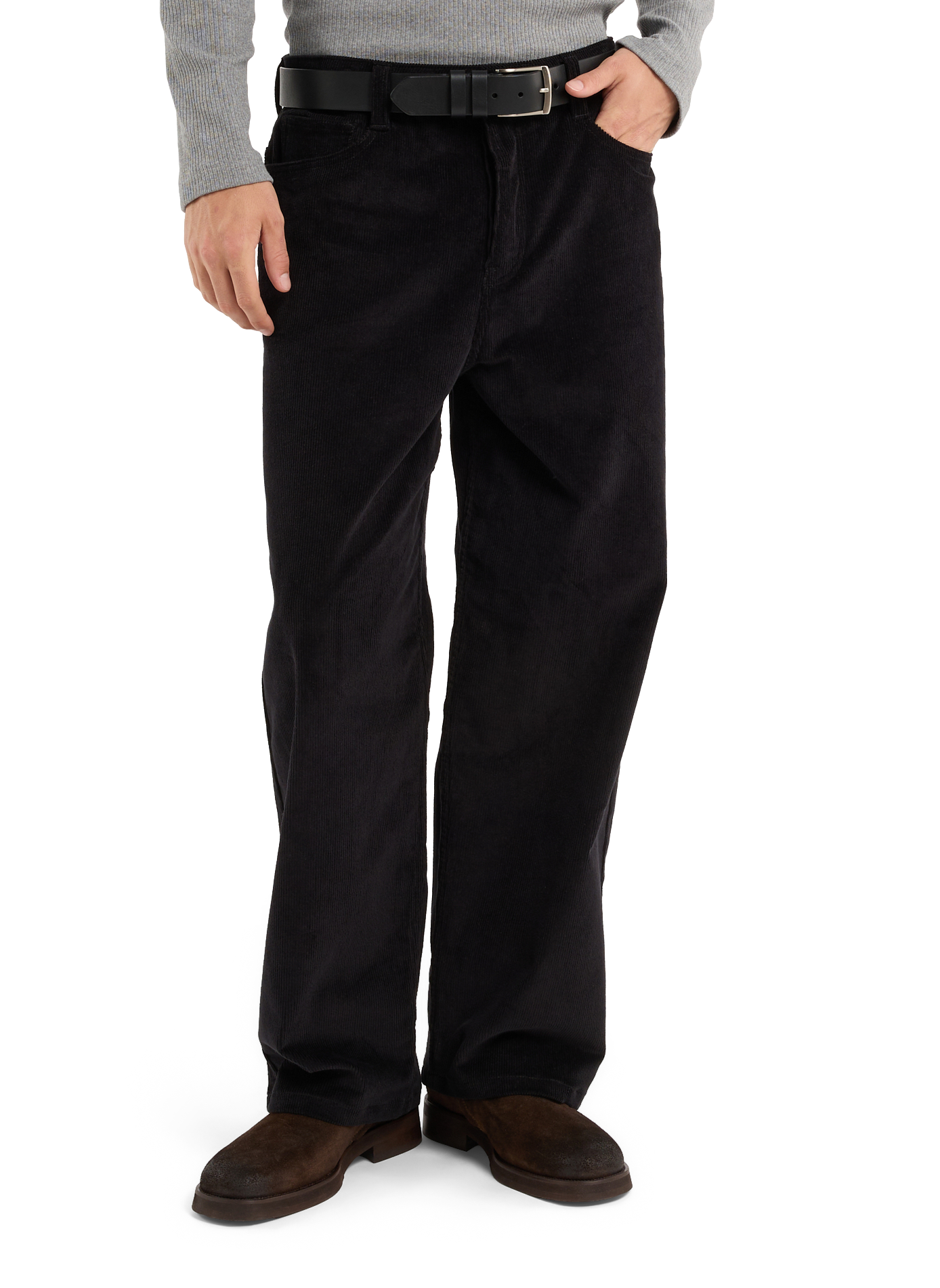 Gerade geschnittene Hose aus Baumwoll-Velours "Harmi" SAISON 1865 Schwarz