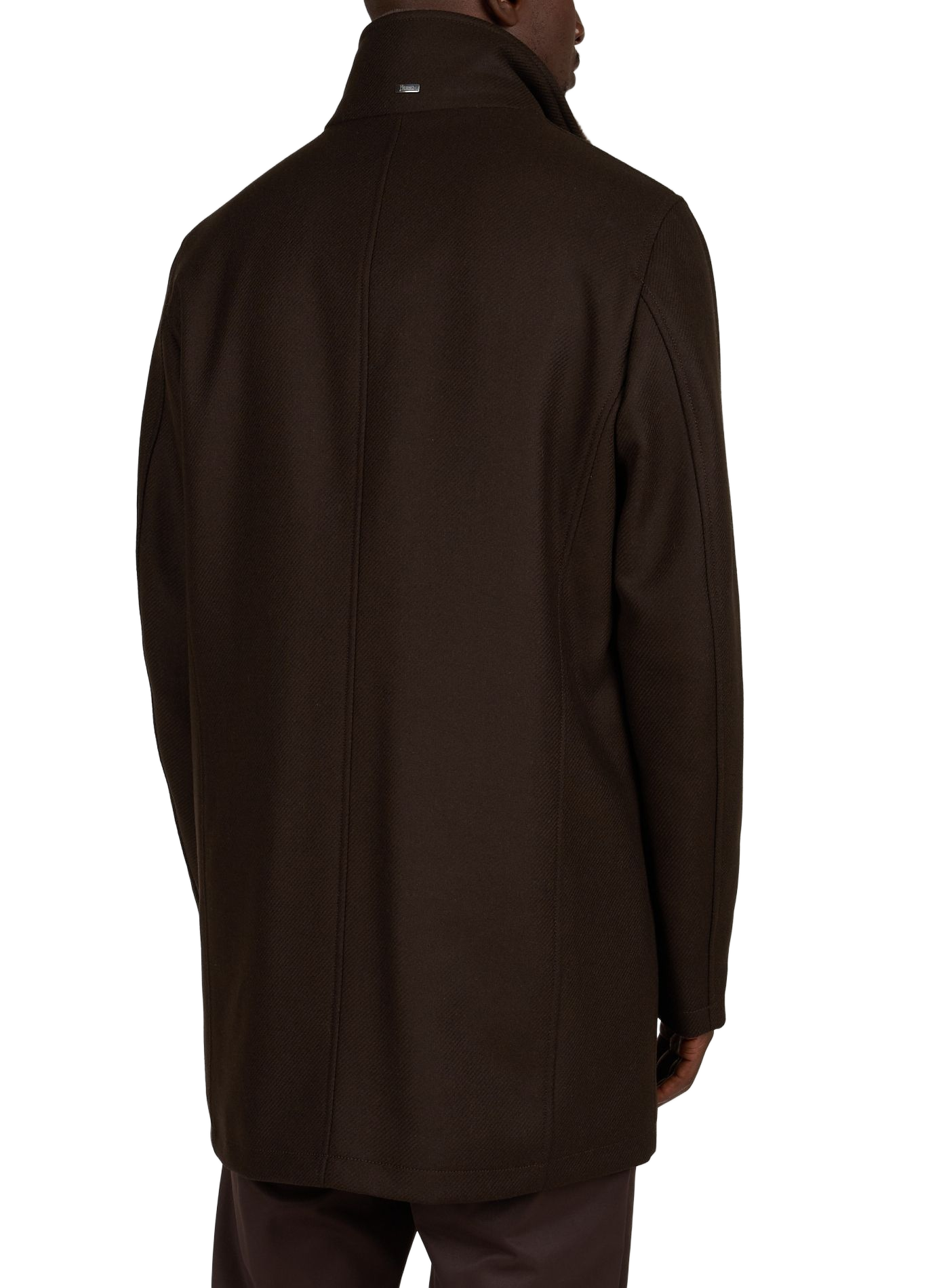 Straight wool blend high neck jacket HERNO Brown