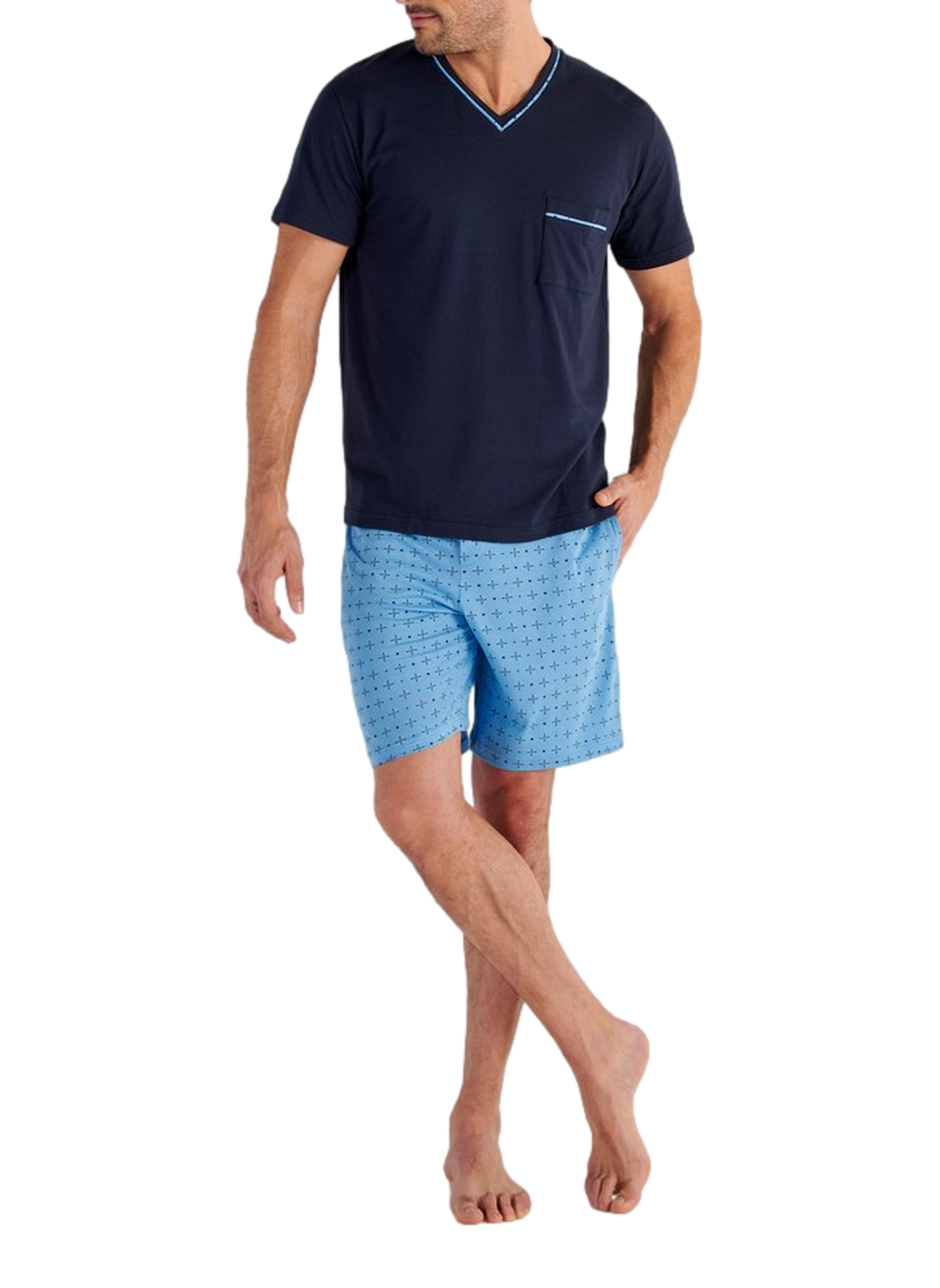 Printed cotton-blend pyjama set HOM Blue