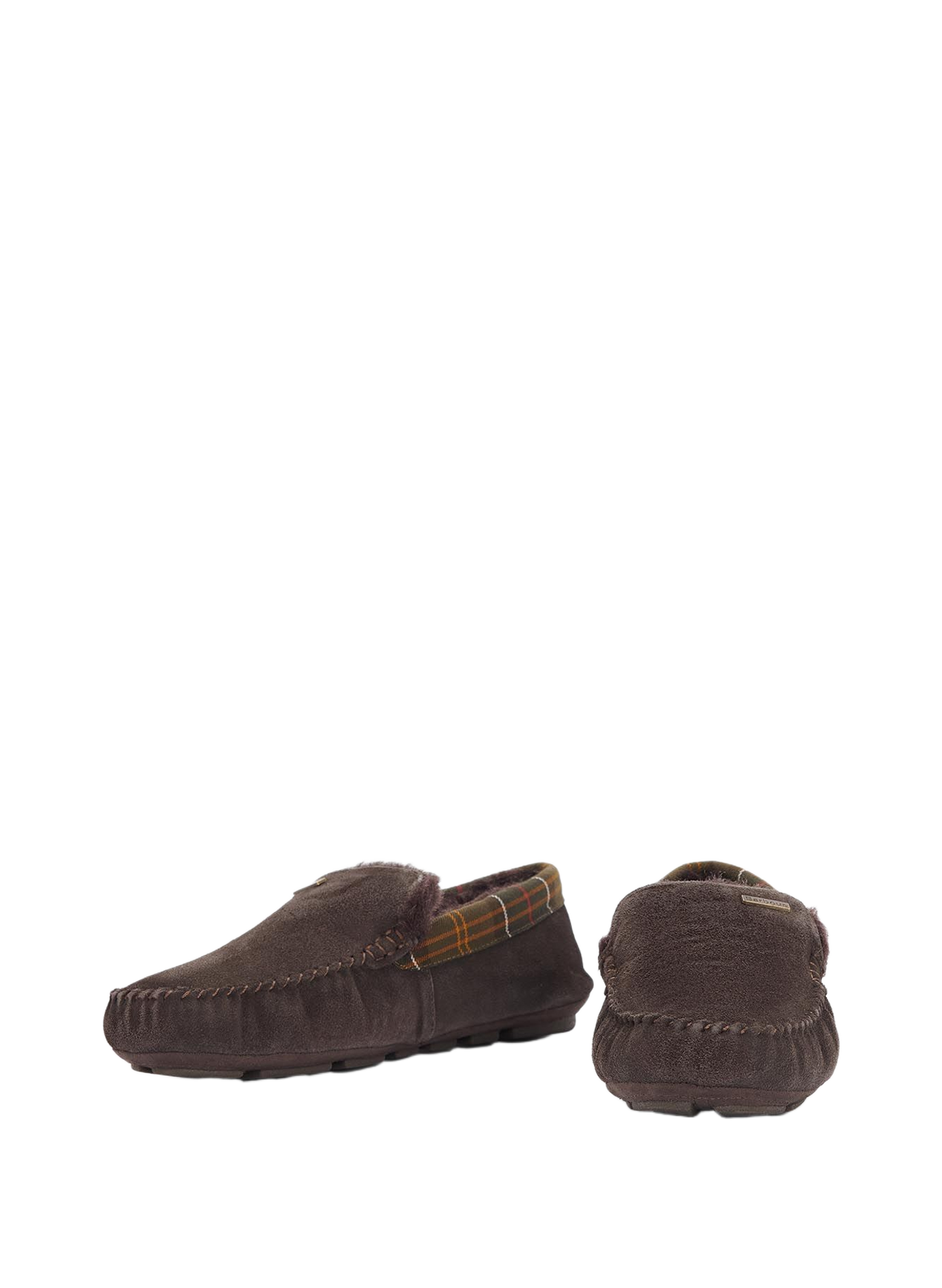 Mixed leather moccasin slippers BARBOUR Brown
