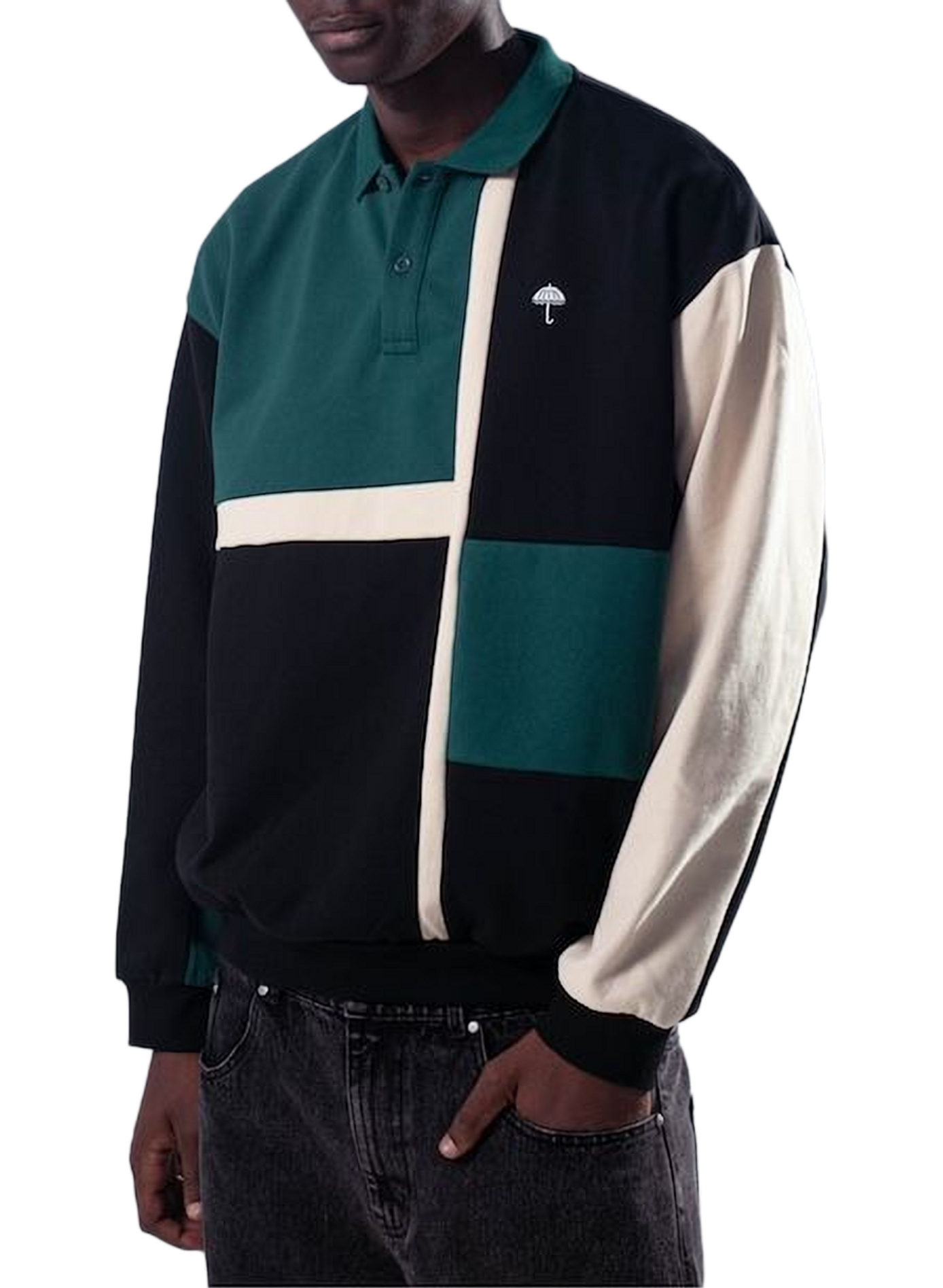 Gerade geschnittenes Sweatshirt-Poloshirt mit Muster HELAS CAPS Grun
