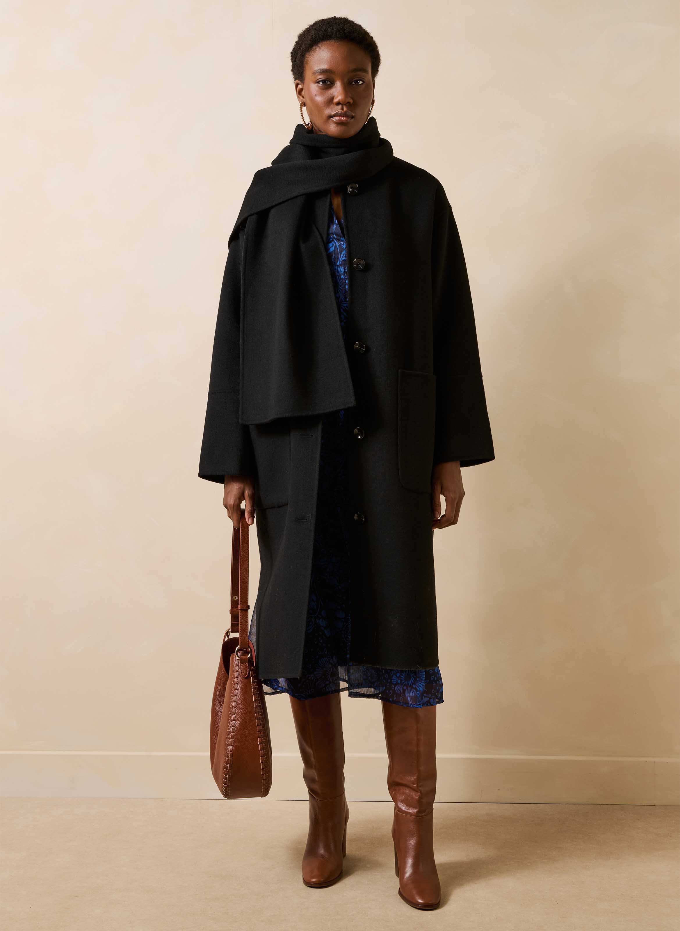 Oversized jas van een gerecyclede wolmix LA FEE MARABOUTEE Zwart