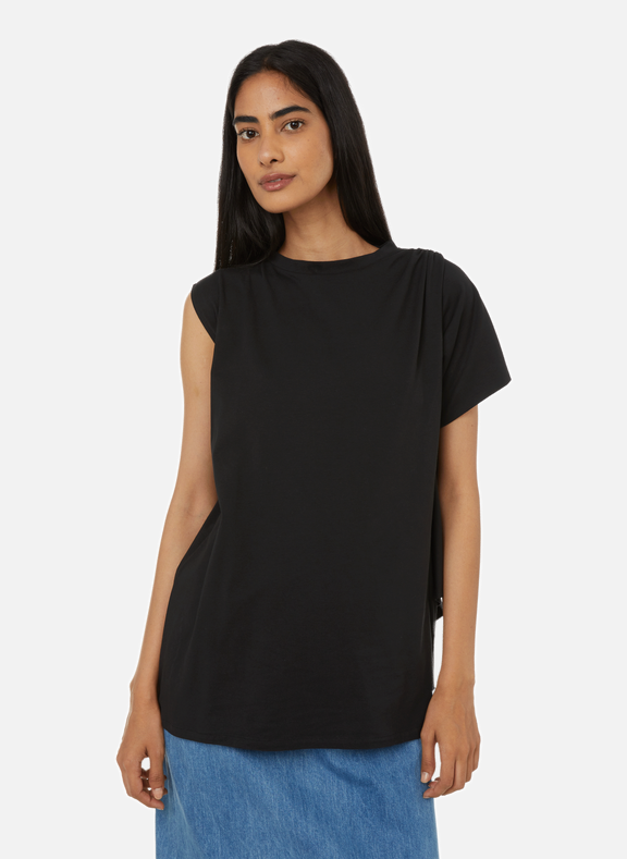 MOSSI T-shirt asymétrique en coton Noir
