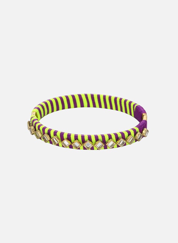 Bracelet avec cabochons effet miroir en polyester minati Jaune by HIPANEMA HIPANEMA Bracelet avec cabochons effet miroir en polyester minati Jaune