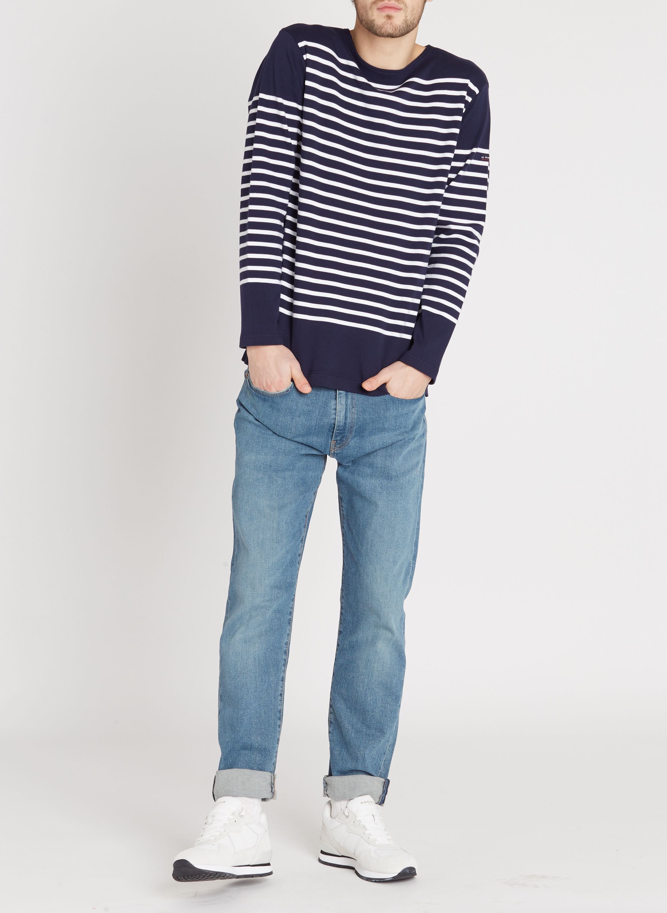 Marinière col rond en jersey de coton lourd ARMOR-LUX Bleu