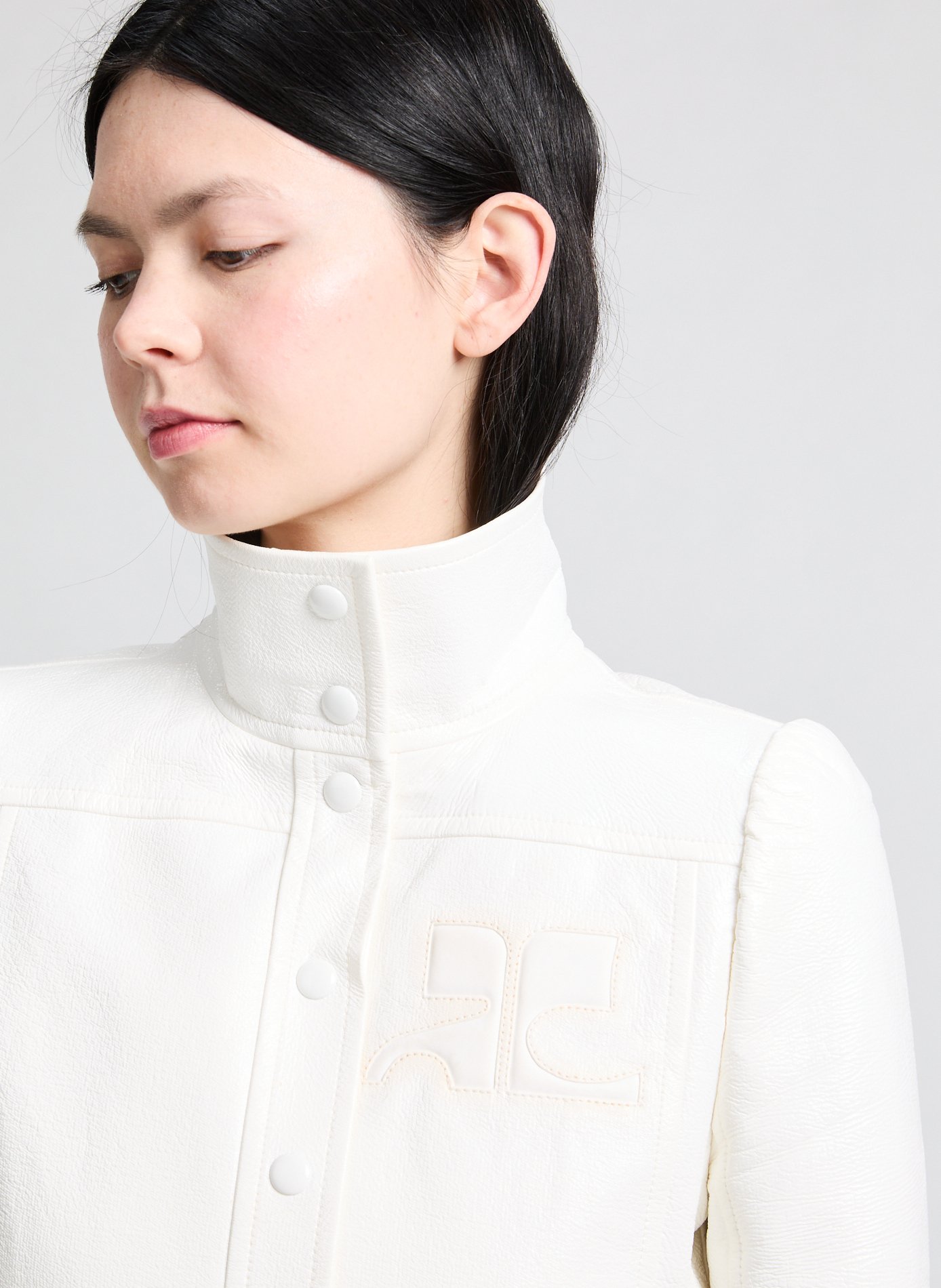 Blouson Réédition vinyle en coton mélangé COURRÈGES Blanc