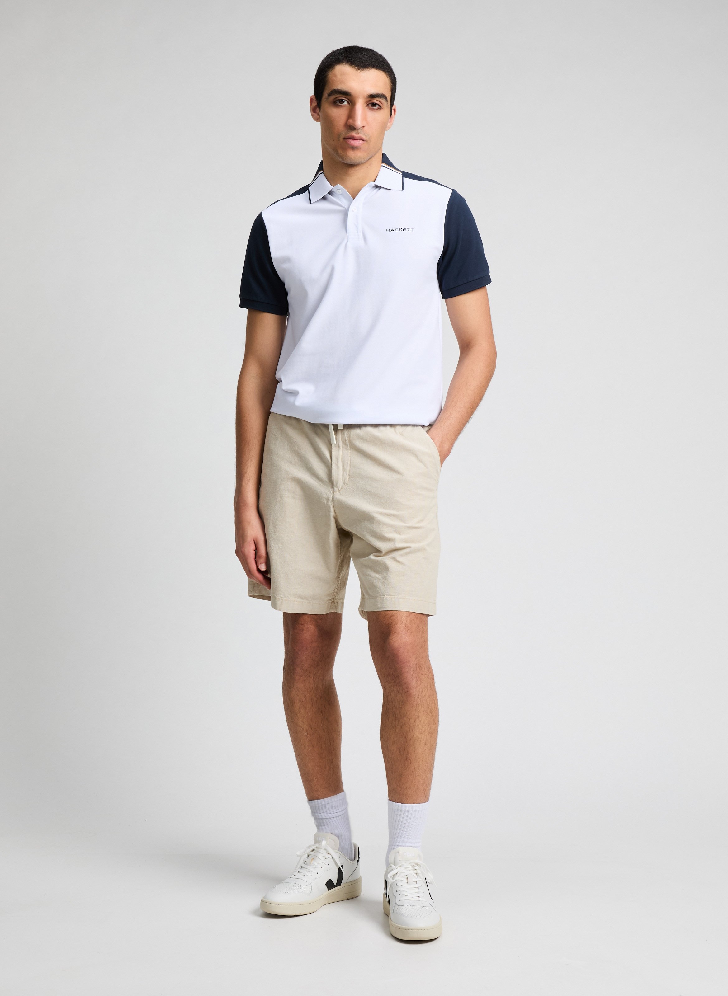 Polo en coton mélangé HACKETT Blanc