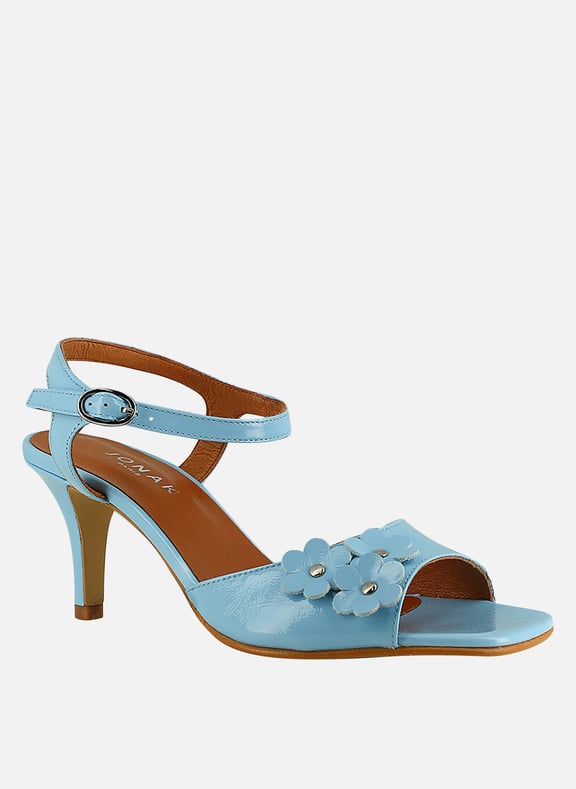 Sandales hautes à fleurs en cuir vava Bleu by JONAK JONAK Sandales hautes à fleurs en cuir vava Bleu