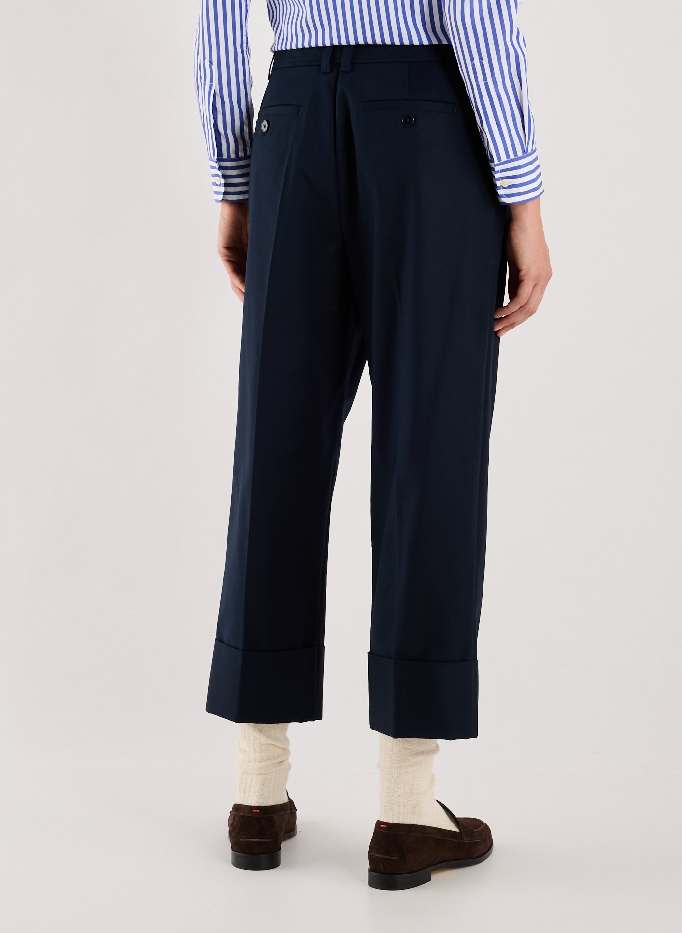 Pantalon cropped en coton LAUREN Bleu