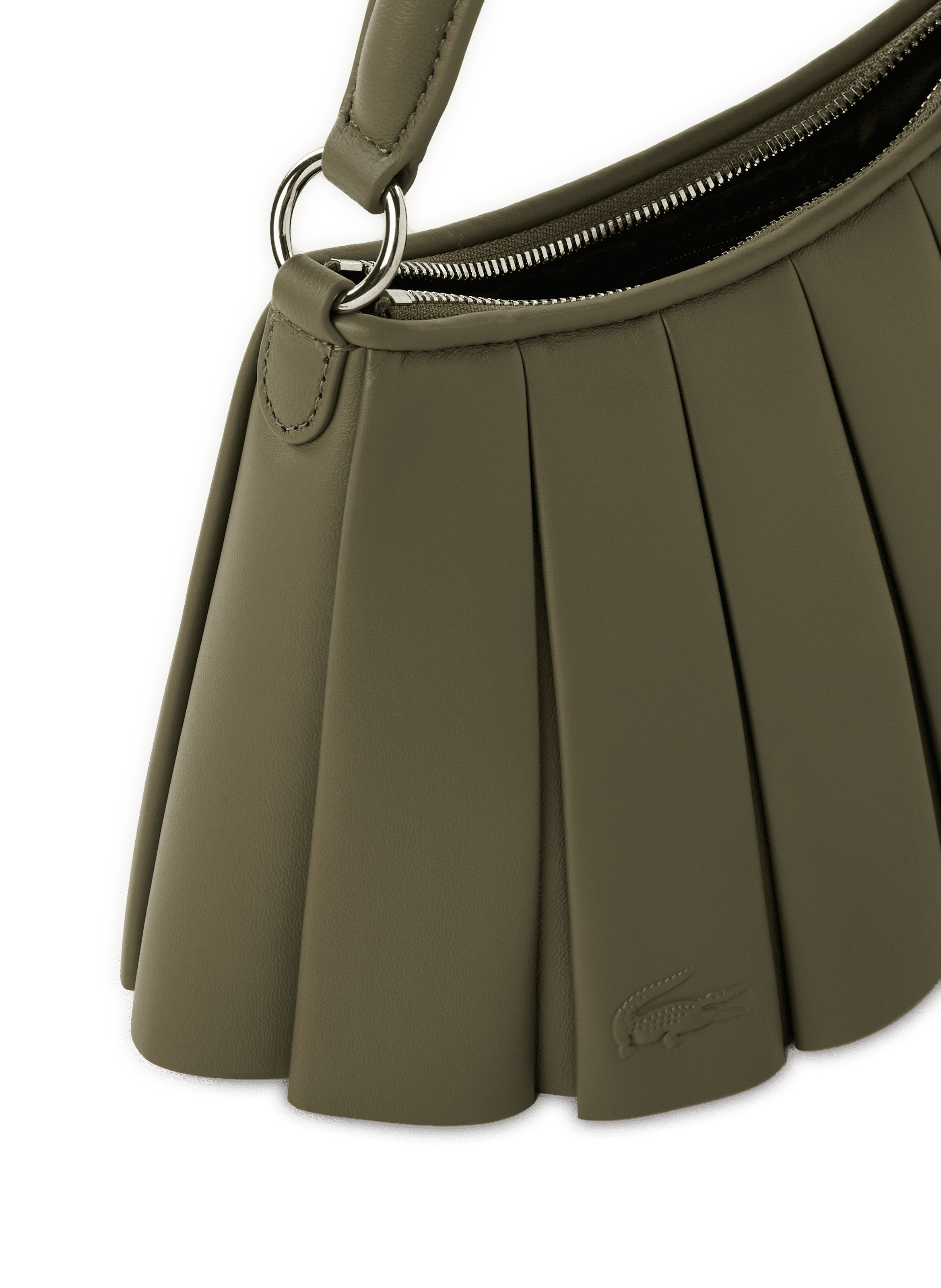 Petit sac Lenglen plissé en cuir LACOSTE Kaki