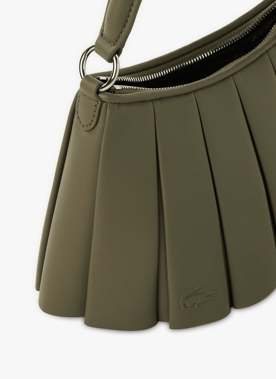 Petit sac Lenglen plissé en cuir | Kaki by LACOSTE Petit sac Lenglen plissé en cuir Kaki