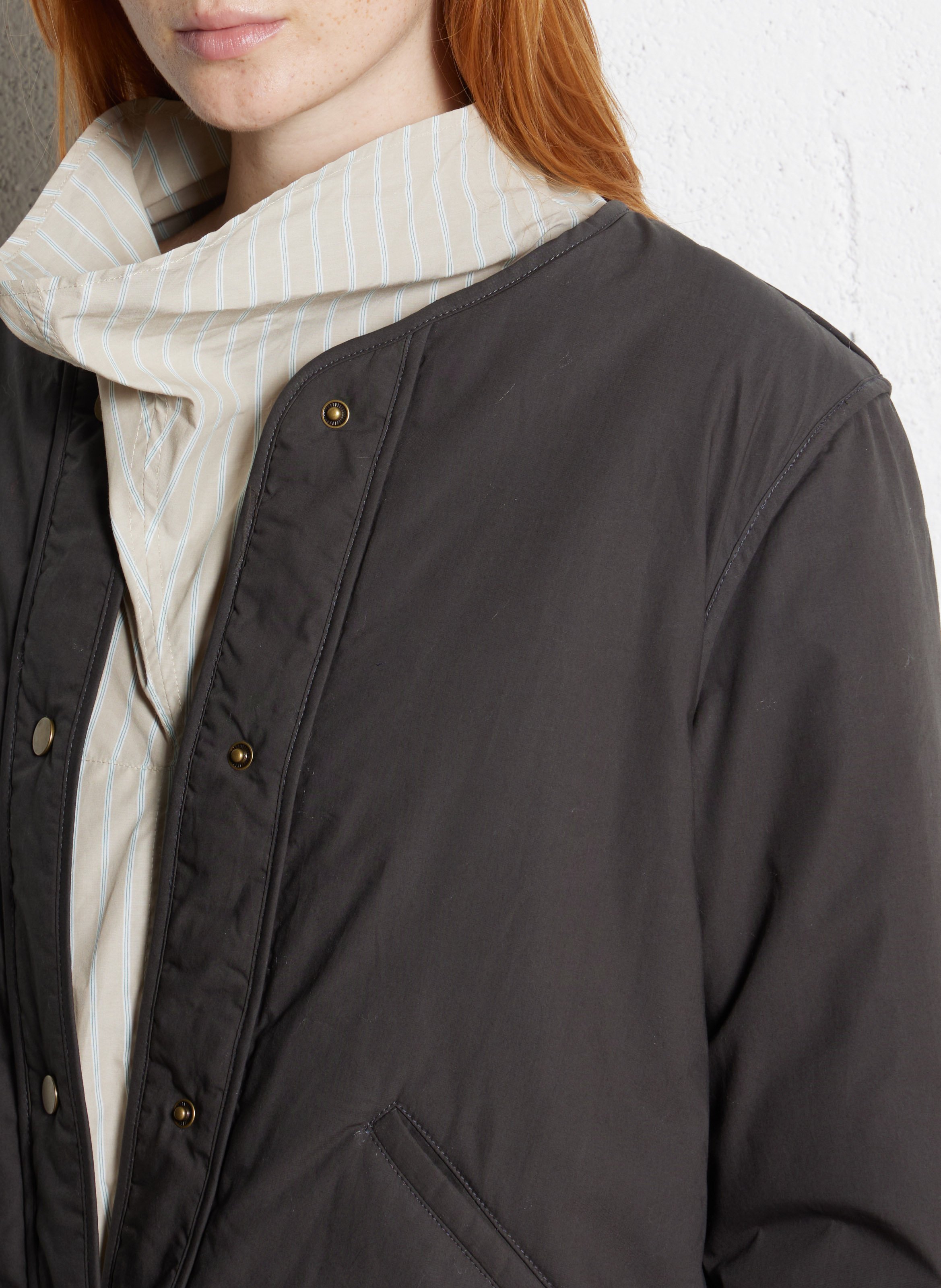 Blouson droit col v en coton goji SOEUR Gris