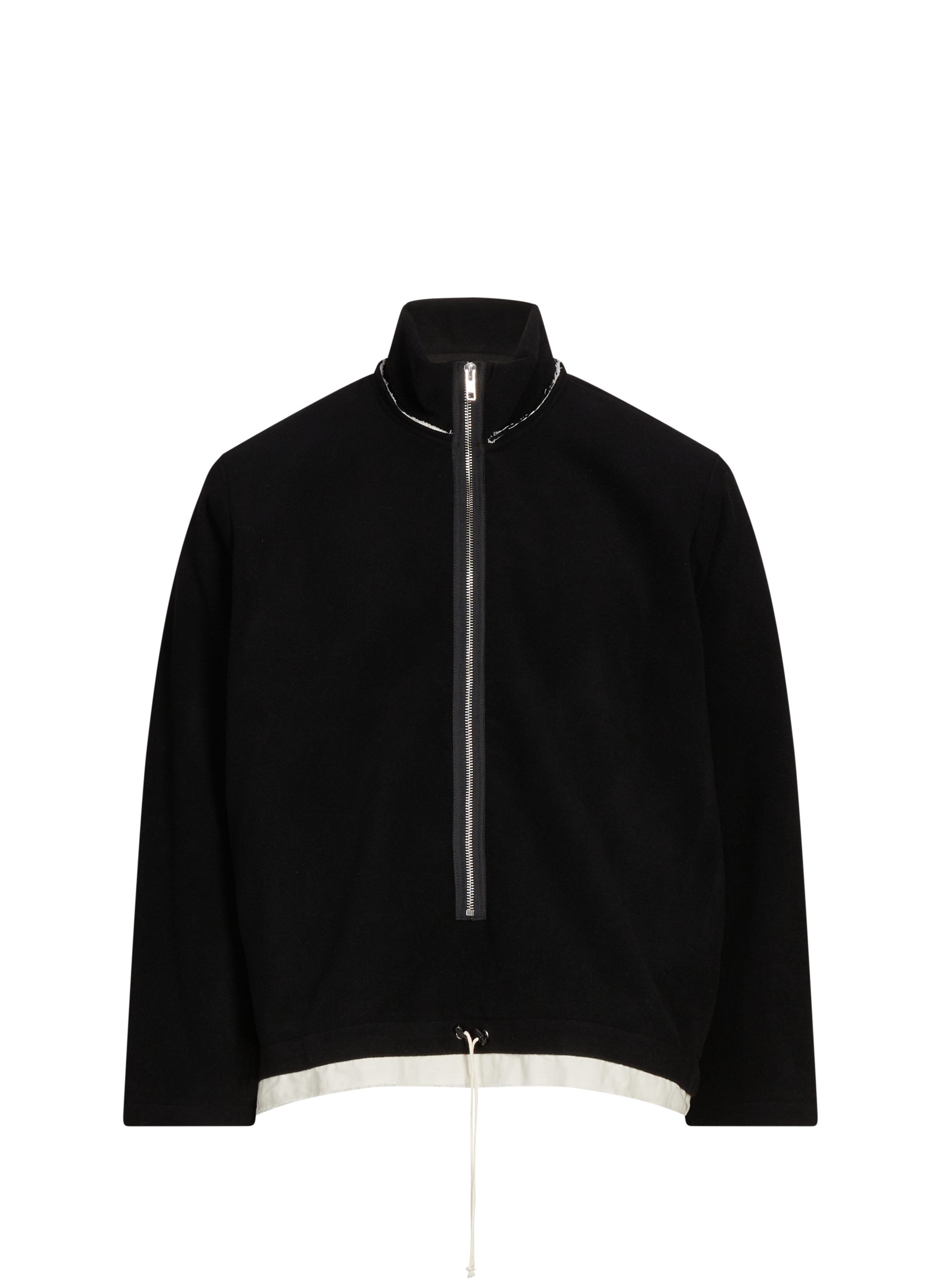 CAMIEL FORTGENS Zipped wool fleece anorak with high collar Black