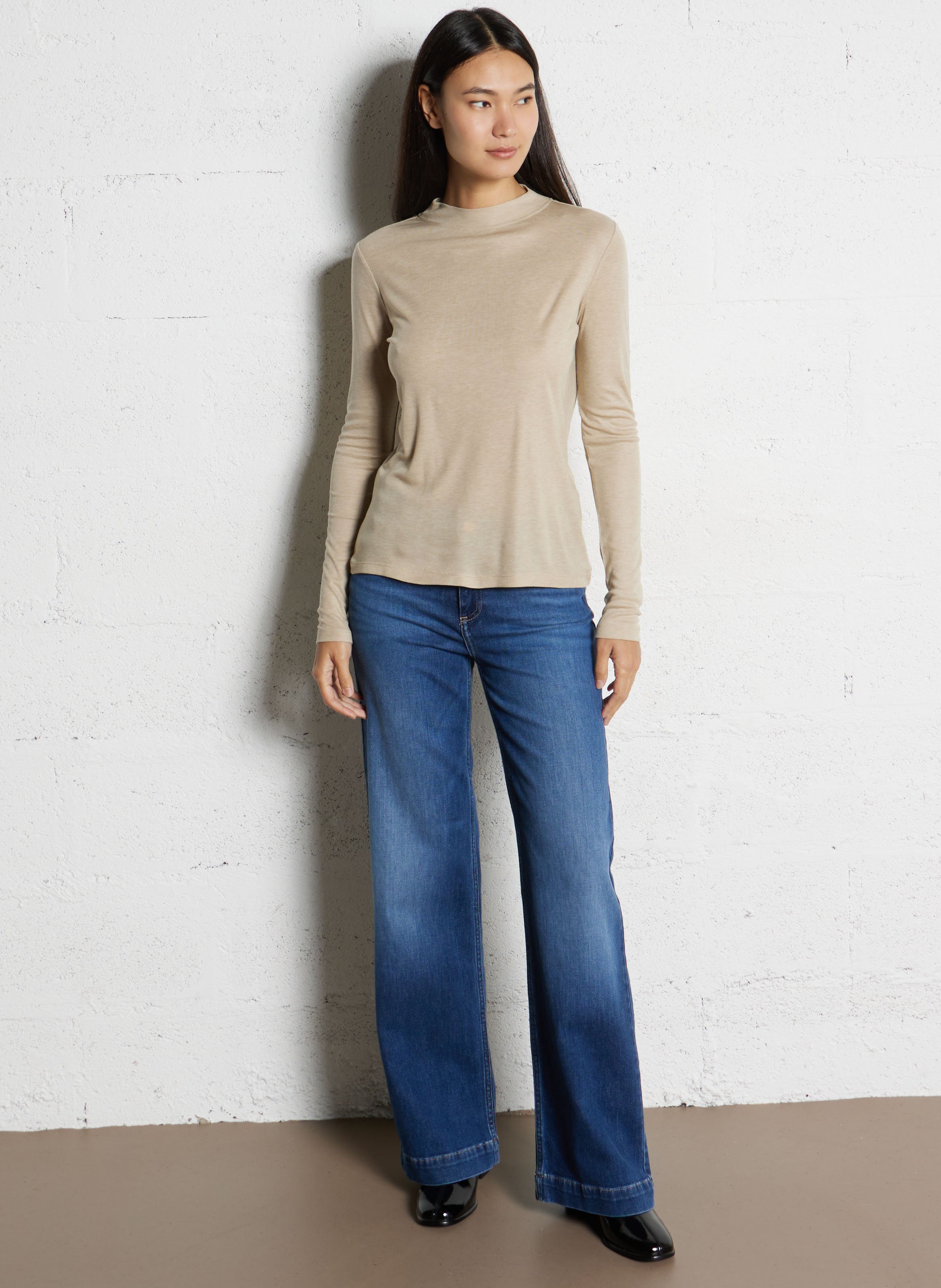 Tee-shirt manches longues fluide à col montant flynn MAISON 123 Blanc