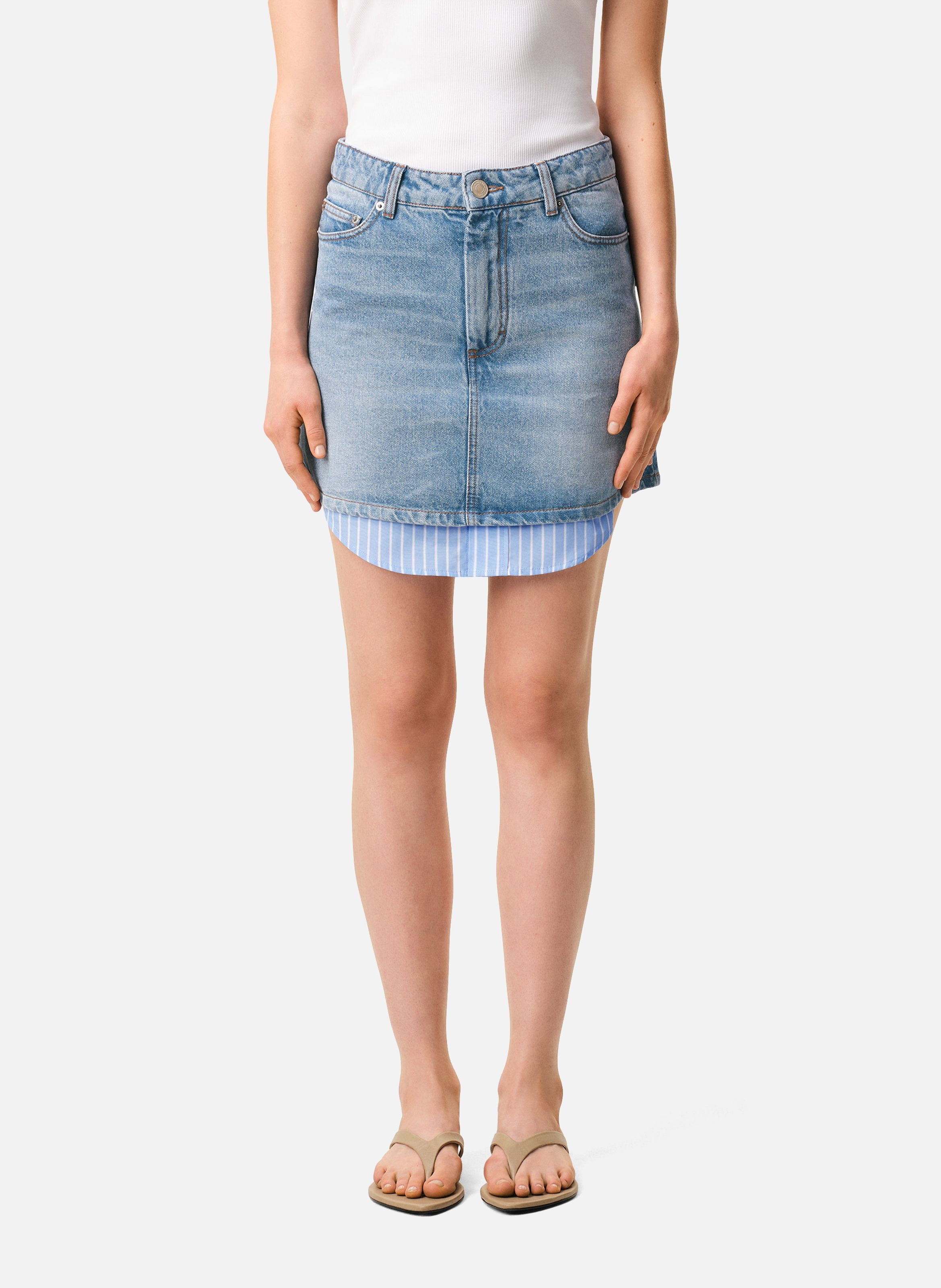 Mini jupe en coton AMI PARIS Bleu