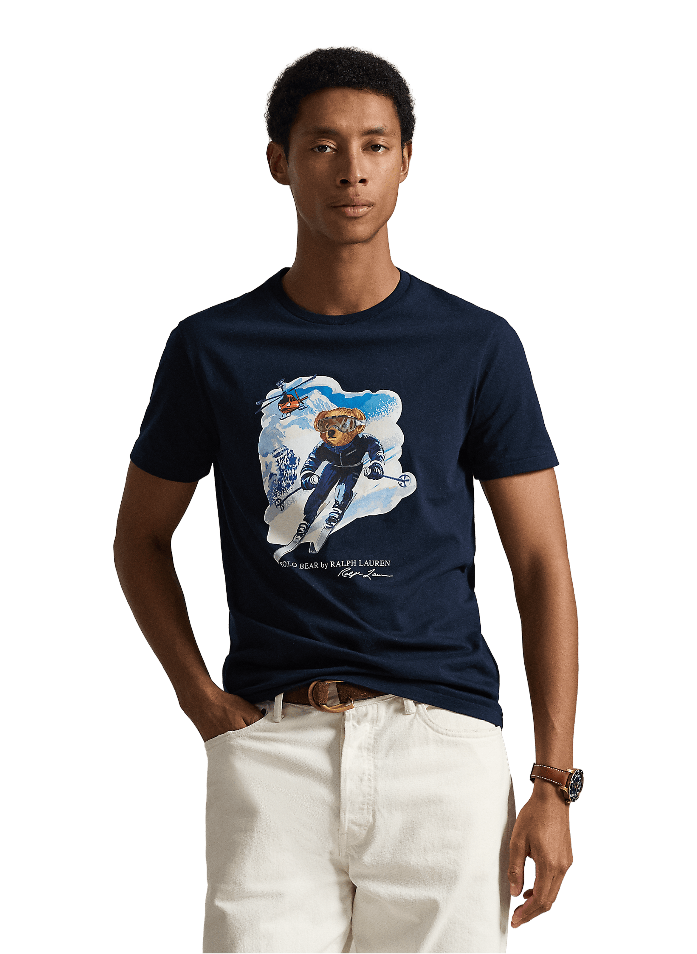 Tee shirt imprimé en coton POLO RALPH LAUREN Bleu