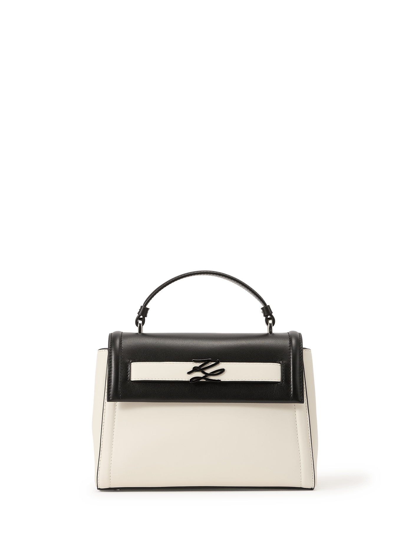 Sac à main à logo en cuir de vache KARL LAGERFELD Noir