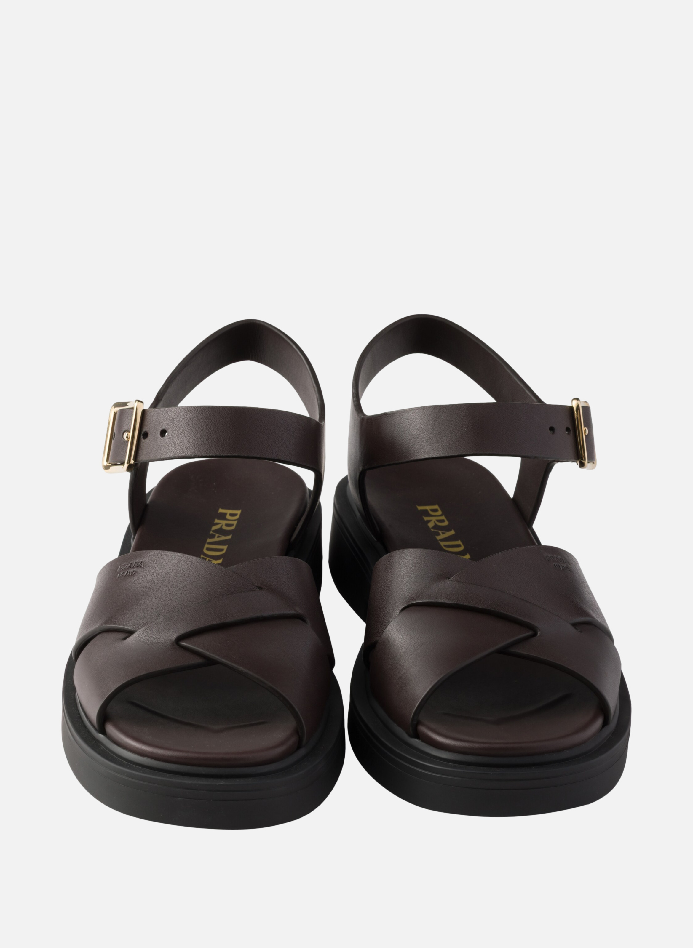 Sandales en cuir PRADA Marron