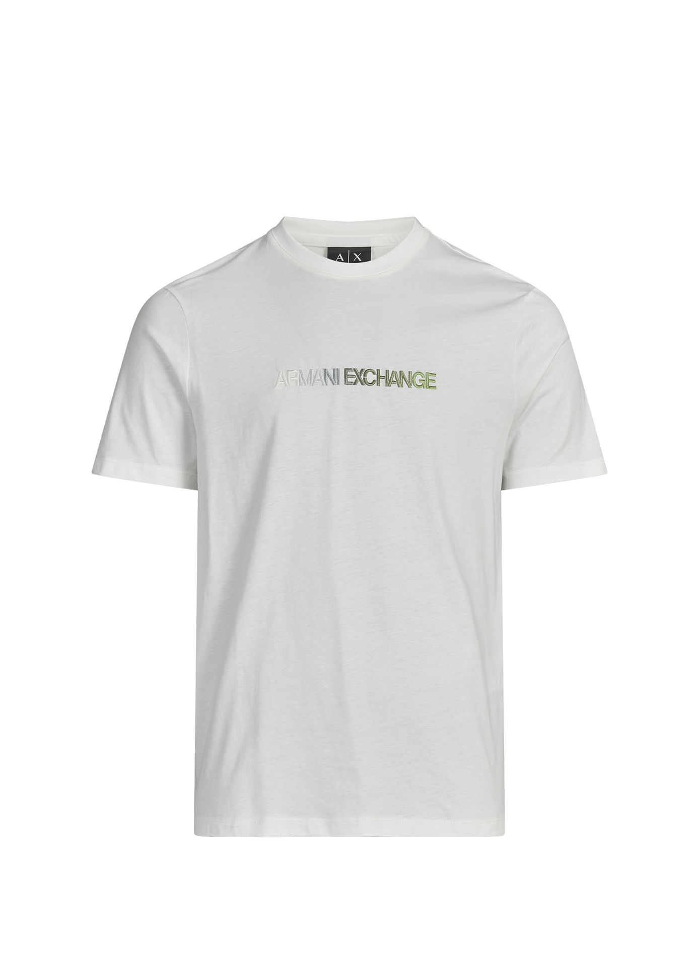 T-shirt broderie marque en coton ARMANI EXCHANGE Blanc