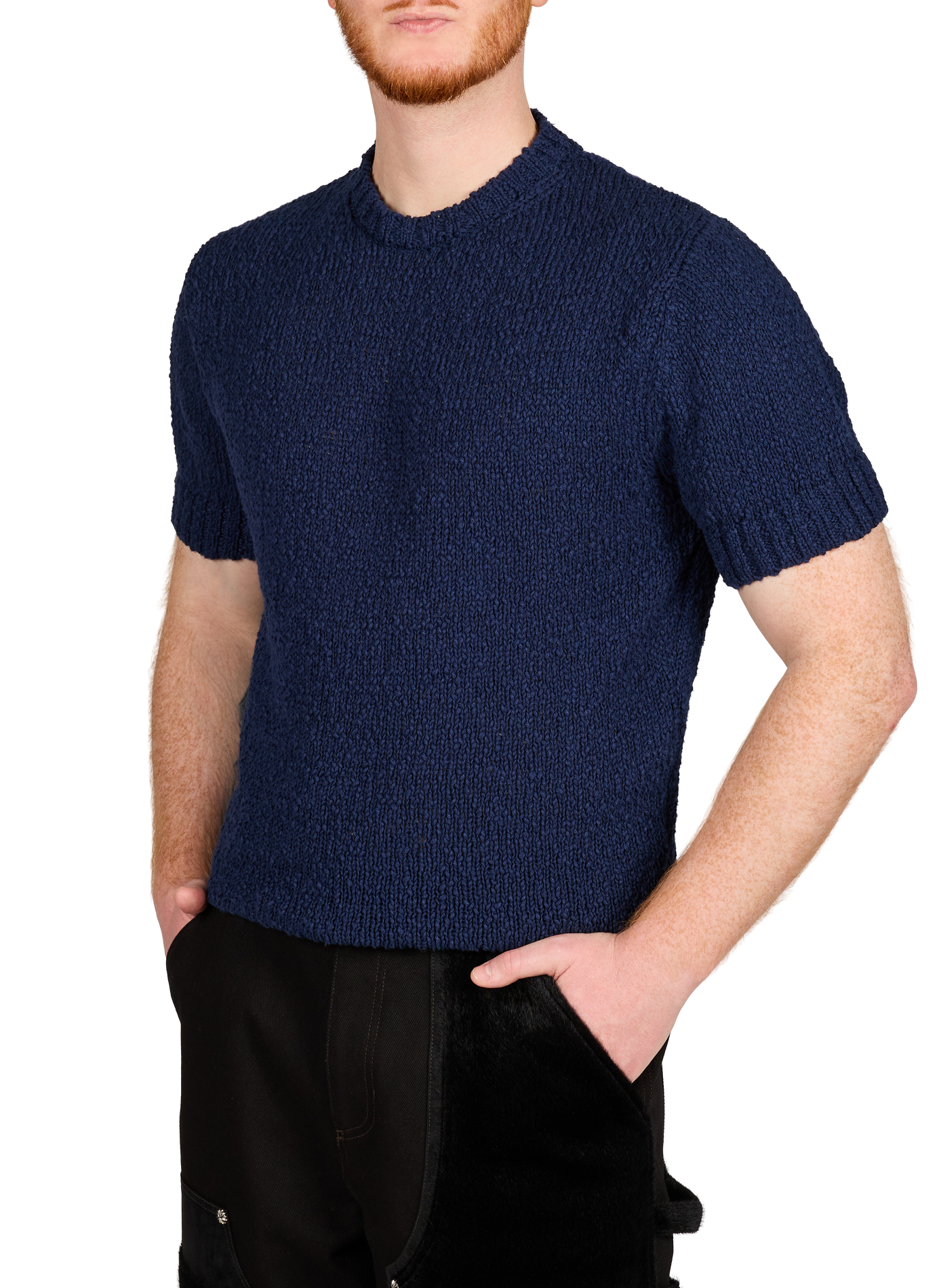 Short-sleeved cotton knit sweater ARTE ANTWERP Blue
