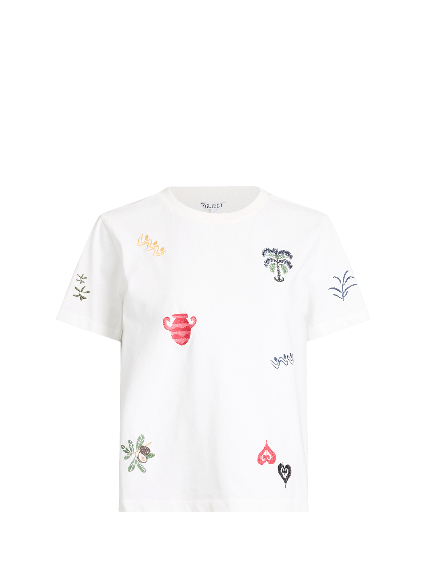 T-shirt brodé Objlunai en coton OBJECT Blanc