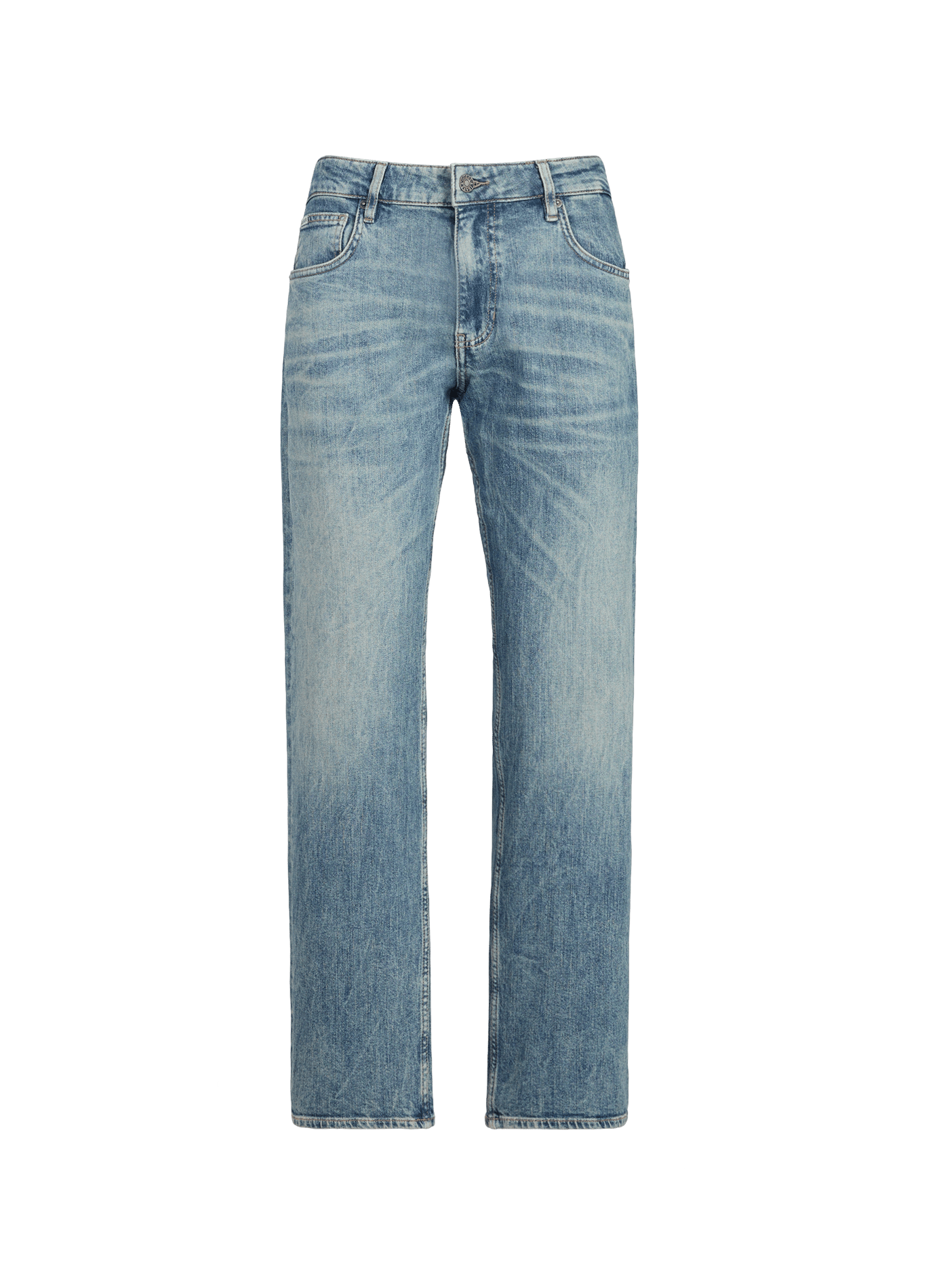 Jean droit délavé en coton mélangé GUESS Bleu