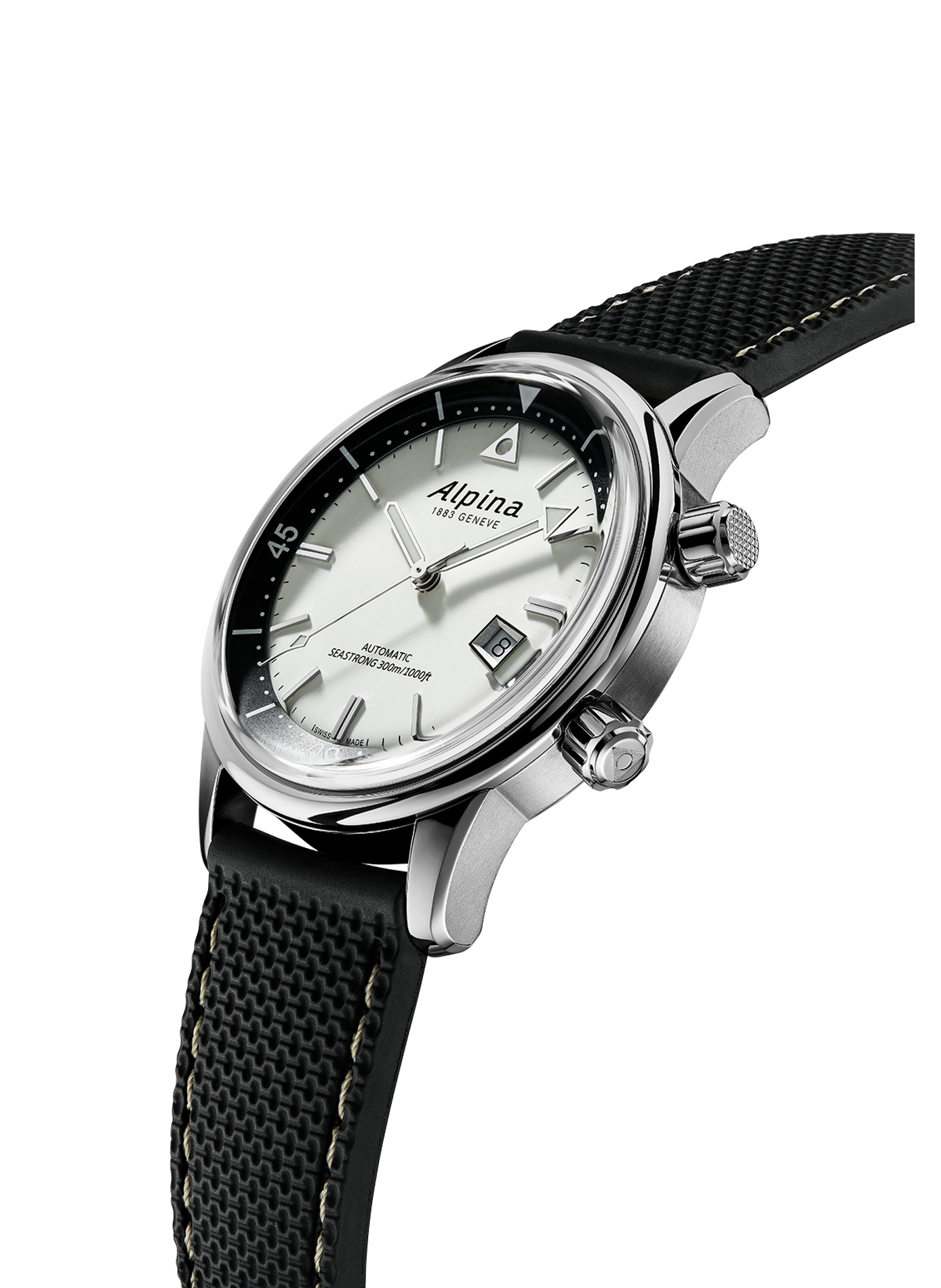 Montre automatique Diver 300 Heritage en cuir de veau ALPINA Blanc