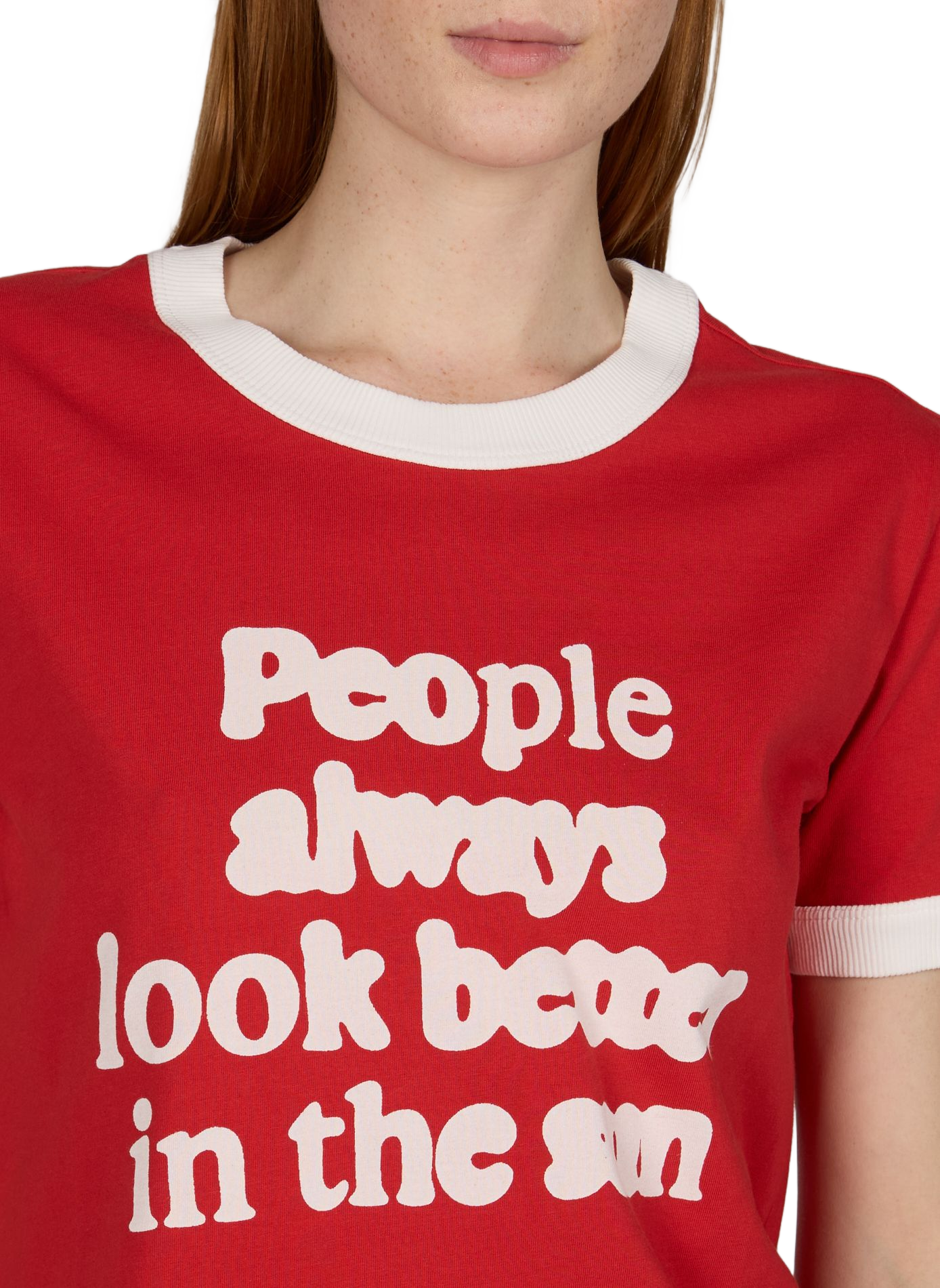 T-shirt imprimé People Zowie R en coton THINKING MU Rouge