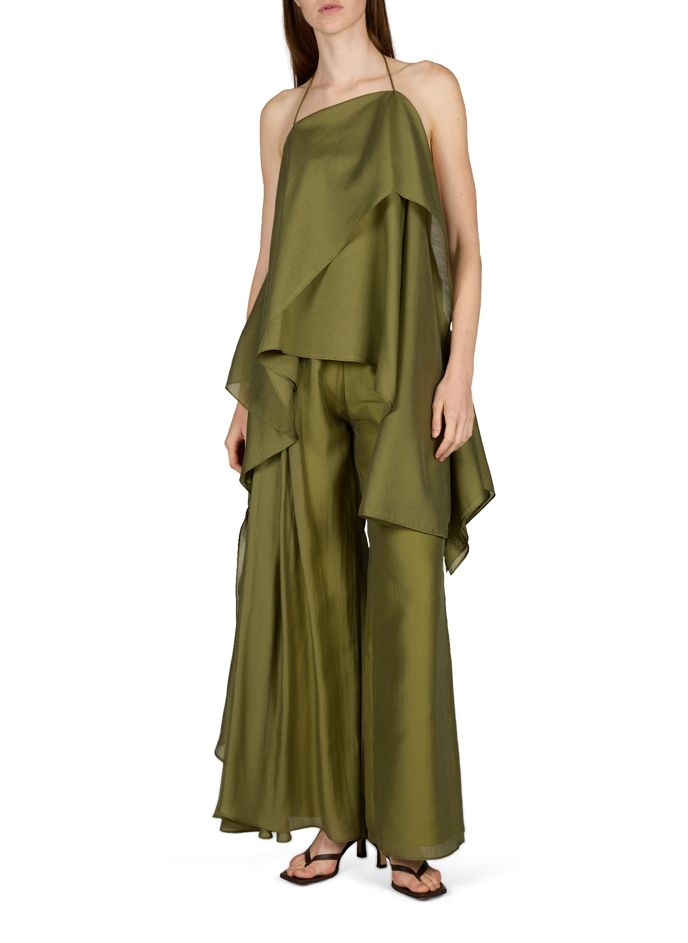 Pantalon avec doublure extérieure volantée MARQUES ALMEIDA Vert