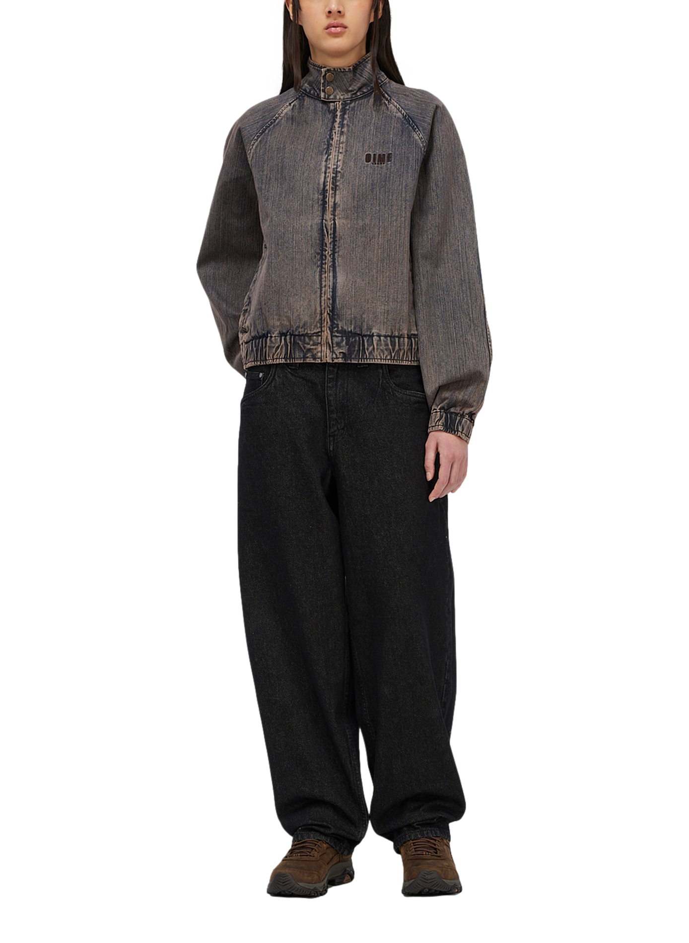 Weite Jacke mit Stehkragen aus Baumwolldenim DIME Blau