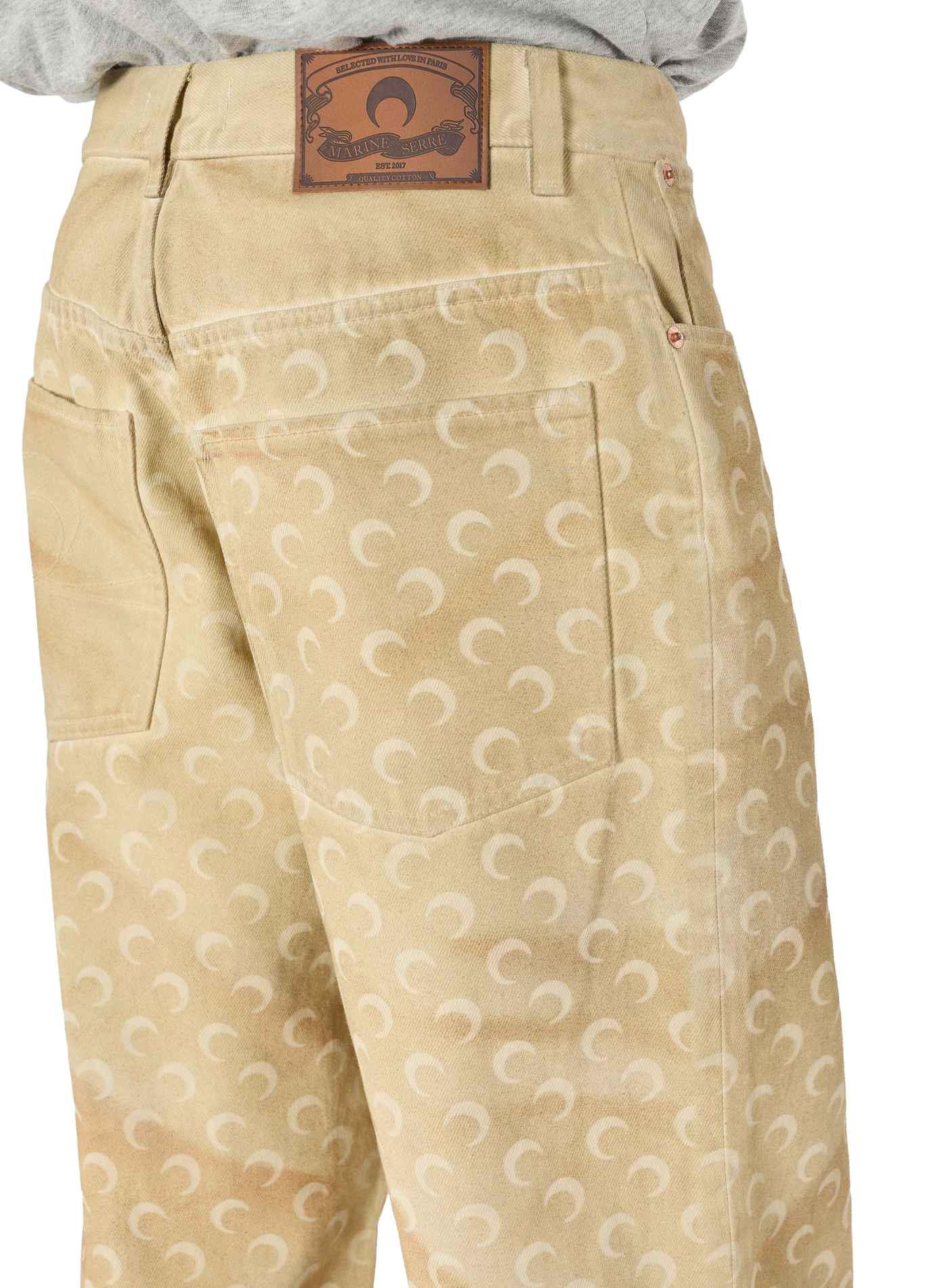 Jean droit denim délavé moon MARINE SERRE Beige