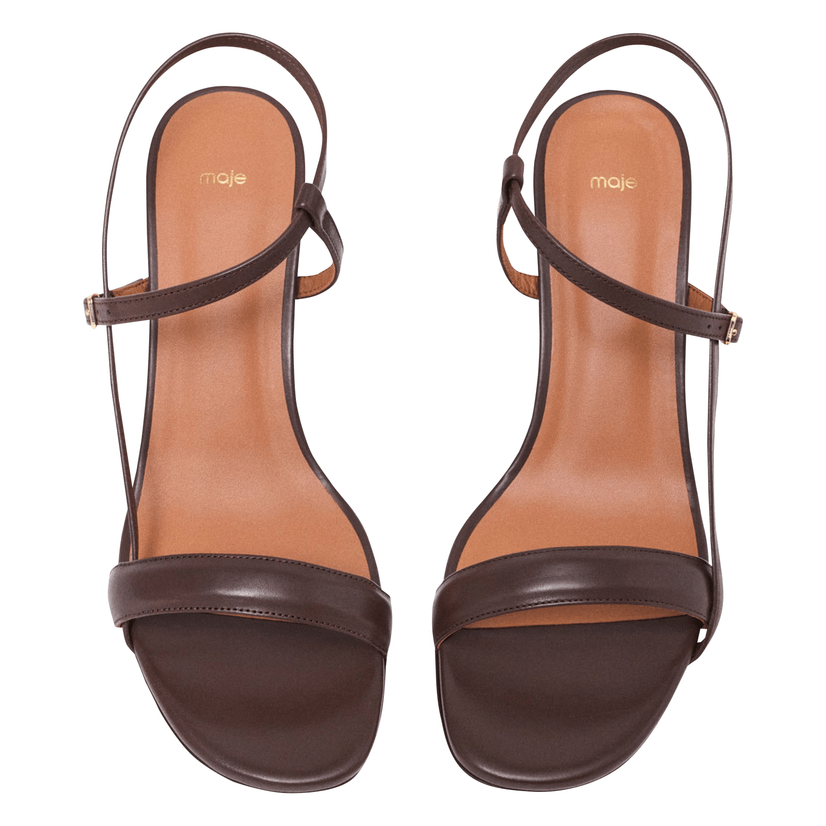 Sandales à talon en cuir MAJE Marron