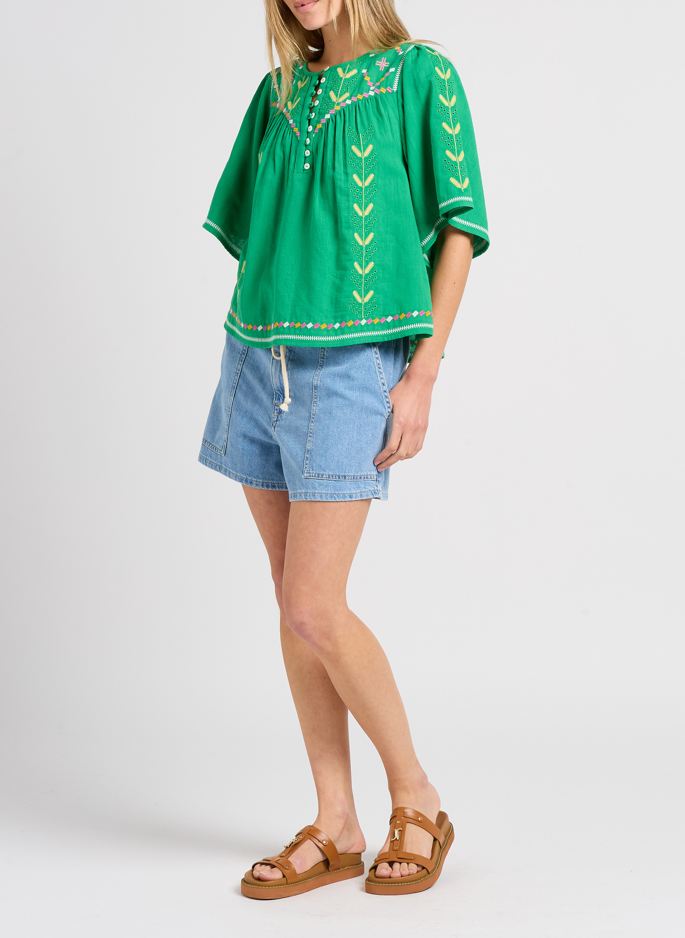 Short high-waisted large cotton mabo BA&SH Blue