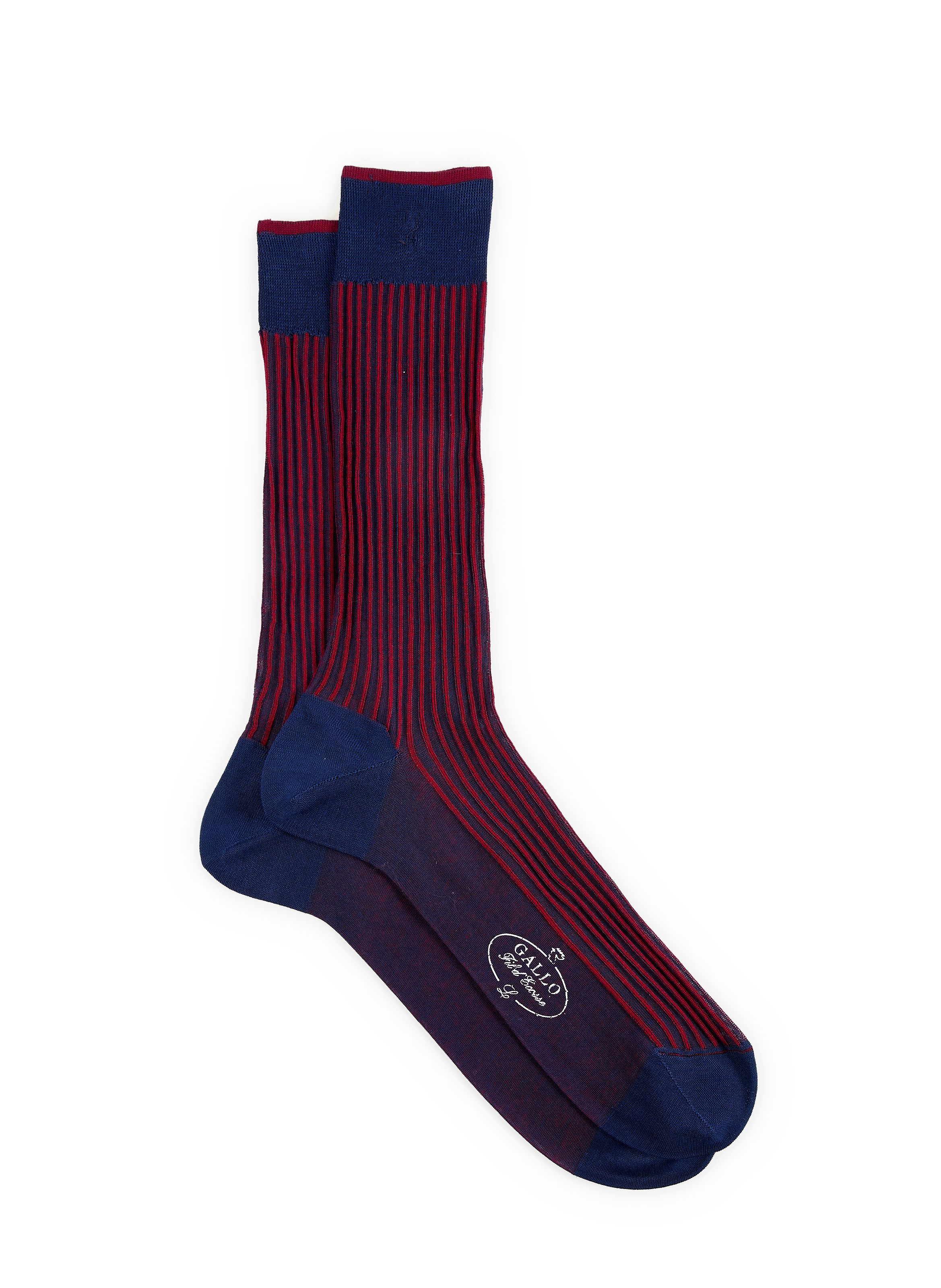 Chaussettes mi-hautes Twin rib en coton GALLO Bleu
