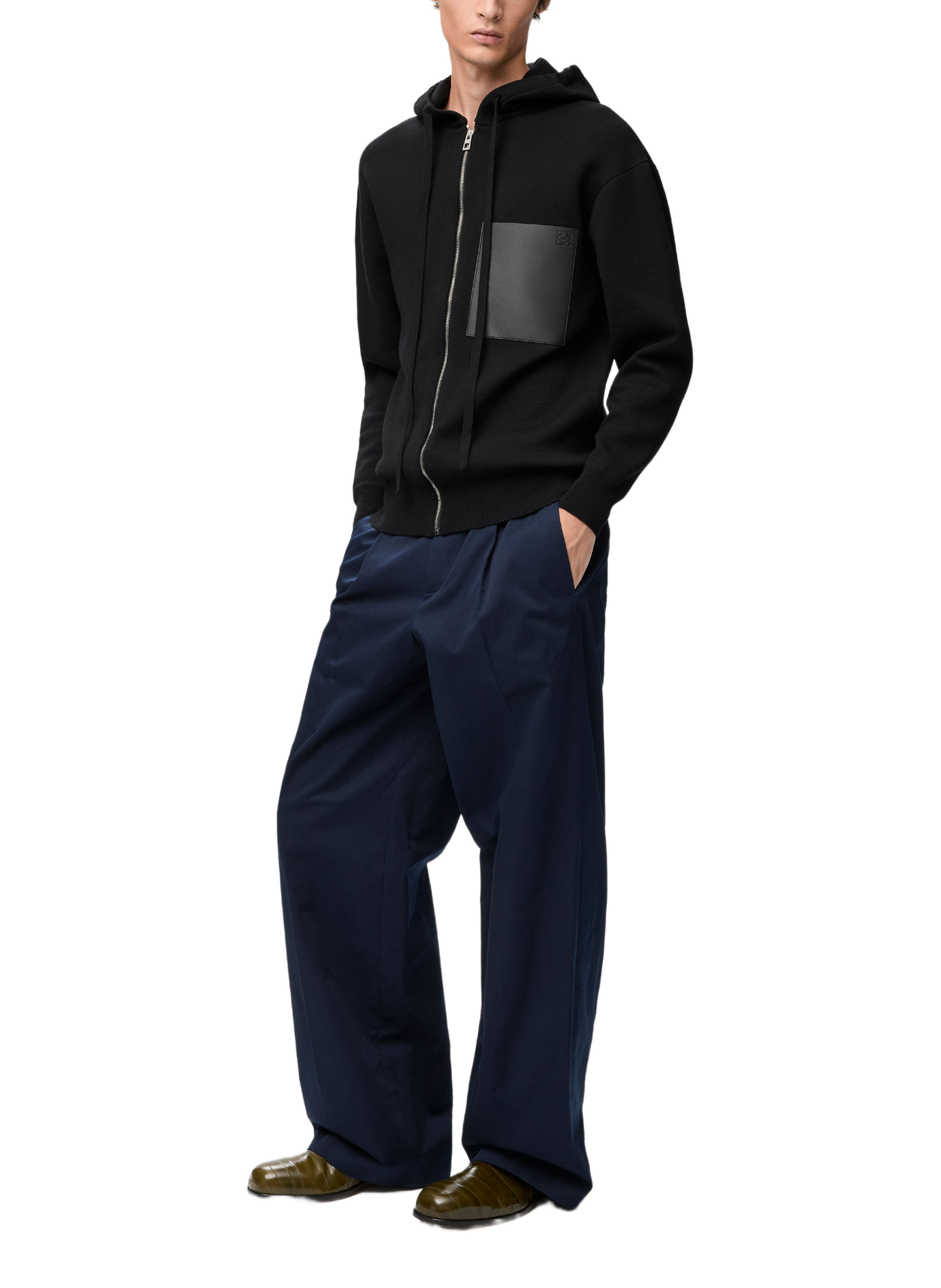 Gefütterter Kapuzenpullover aus Wolle LOEWE Schwarz
