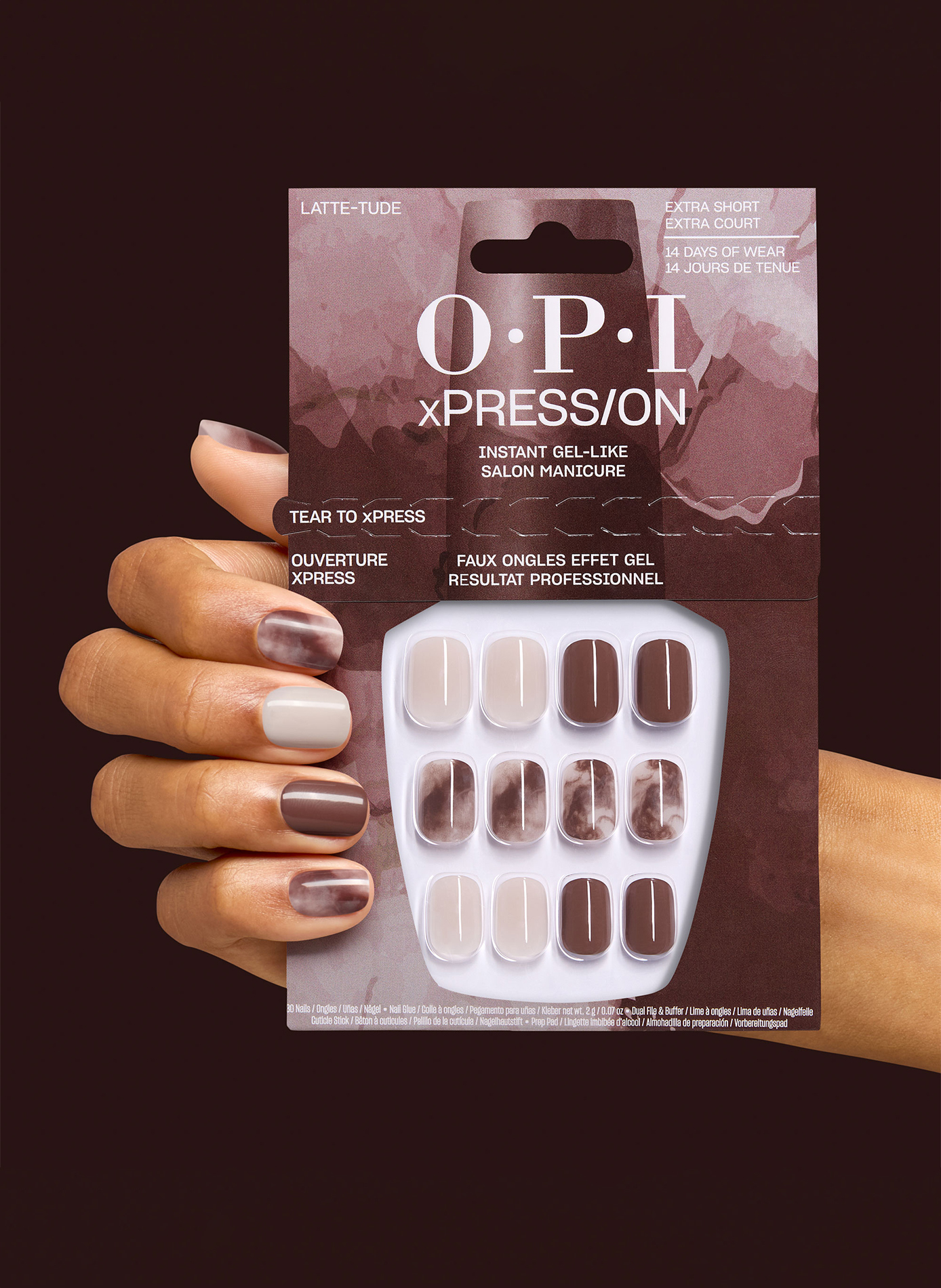 Latte-tude - xPress/On
Actitud de café - xPress/On OPI Marron moyen & beige
